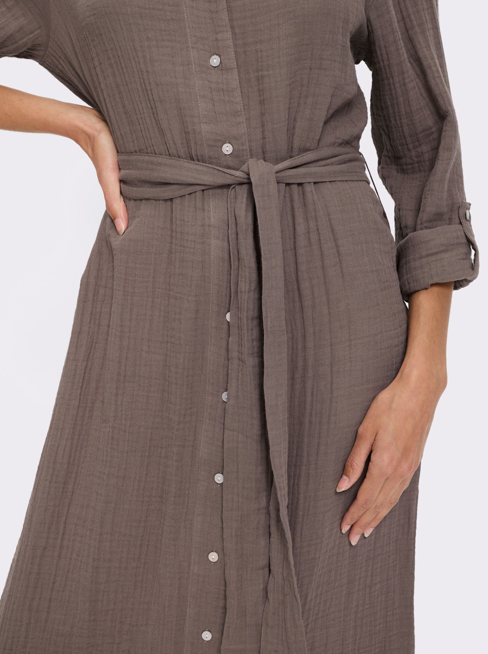 heine Baumwollkleid in Musselin-Qualität - dunkeltaupe