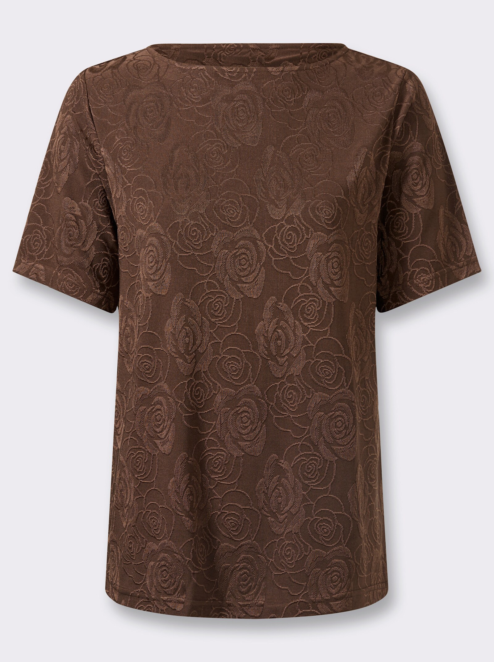 Kurzarmshirt mit U-Boot-Ausschnitt - schoko
