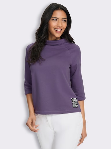  3/4-Arm-Shirt mit halsfernem Stehkragen - feige