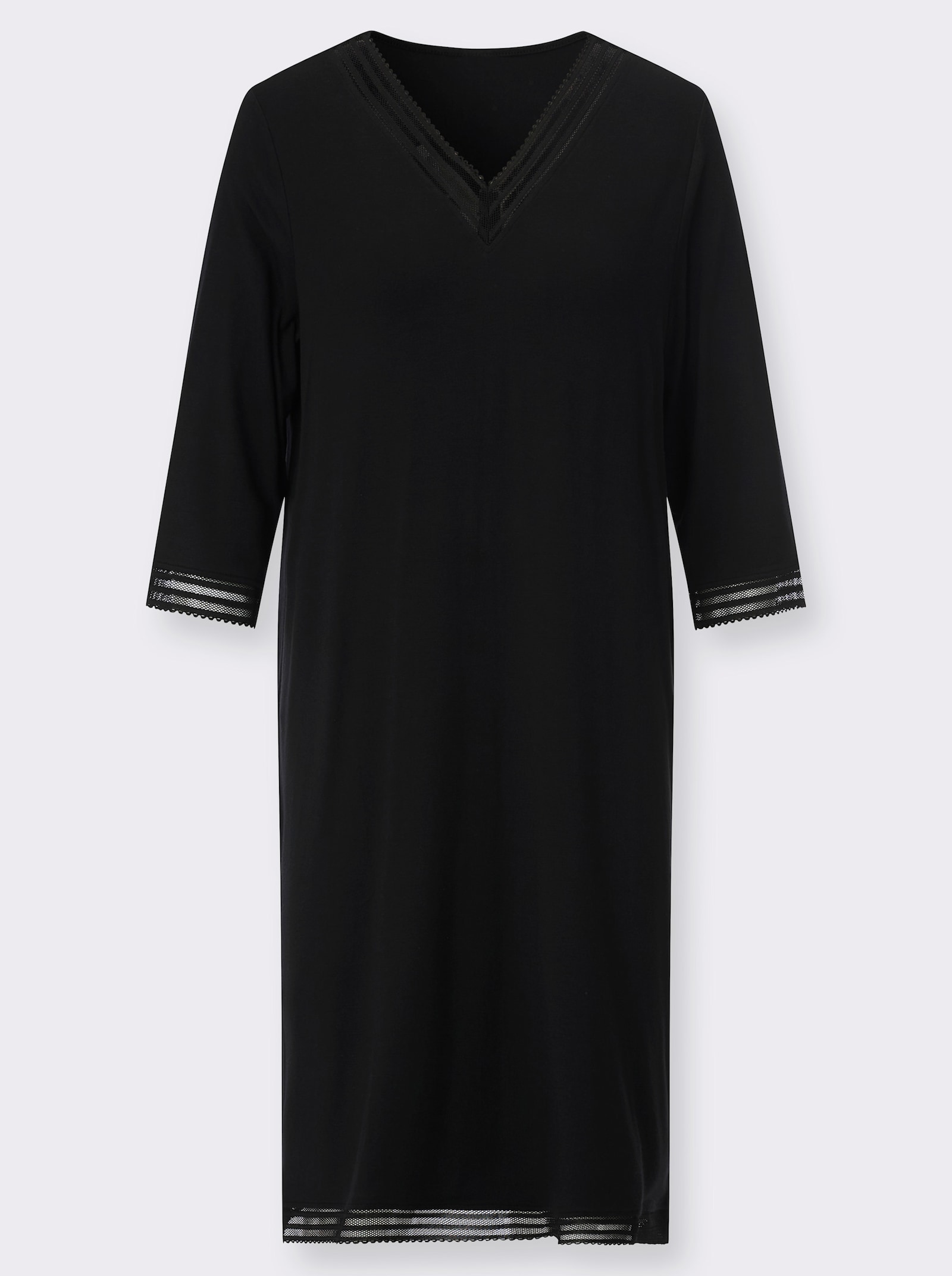 wäschepur Nachthemd mit Mesh-Spitze - schwarz