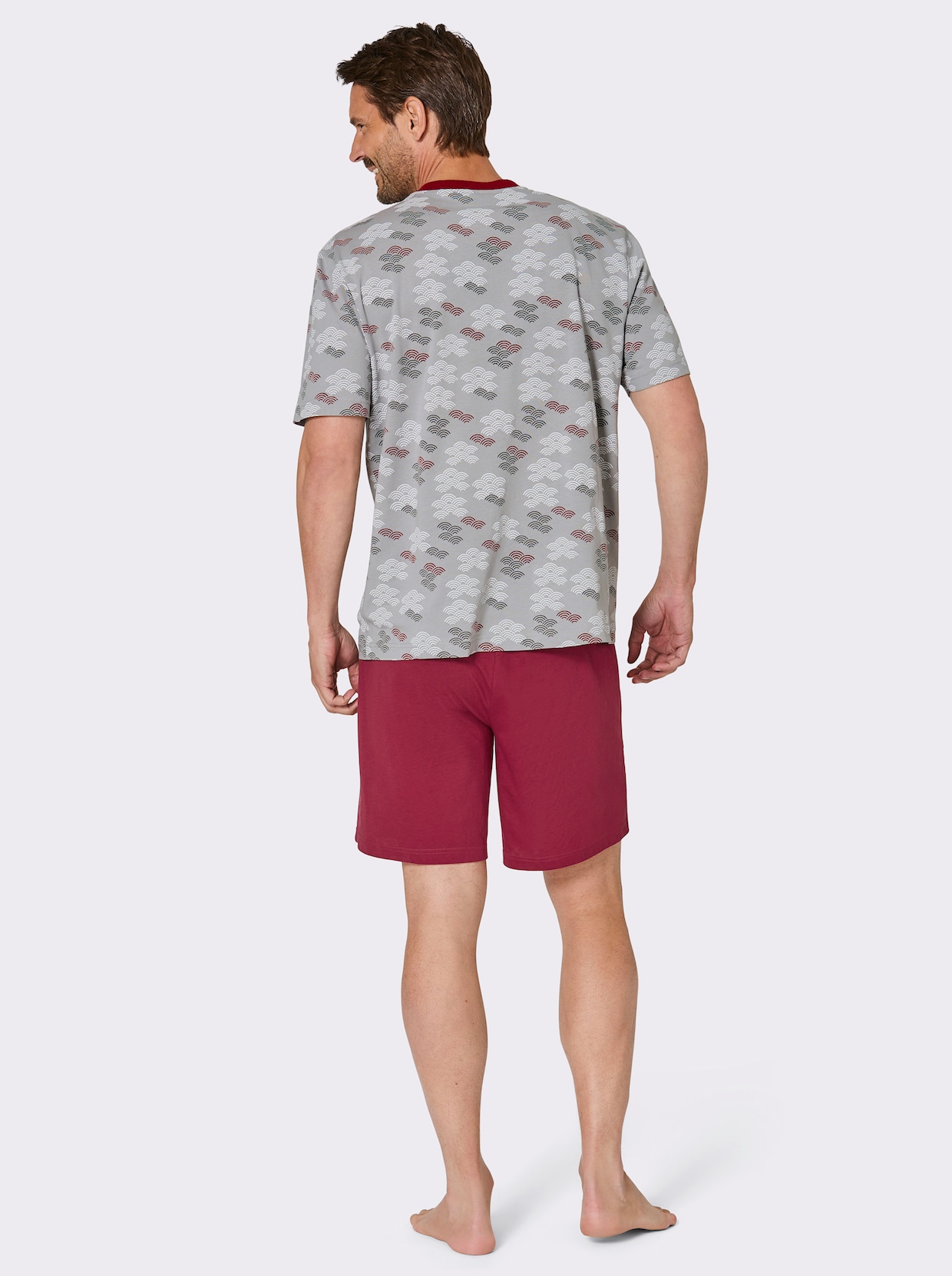 wäschepur men Shortys - grau + dunkelrot