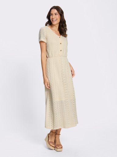 Jerseykleid im Häkel-Look - champagner