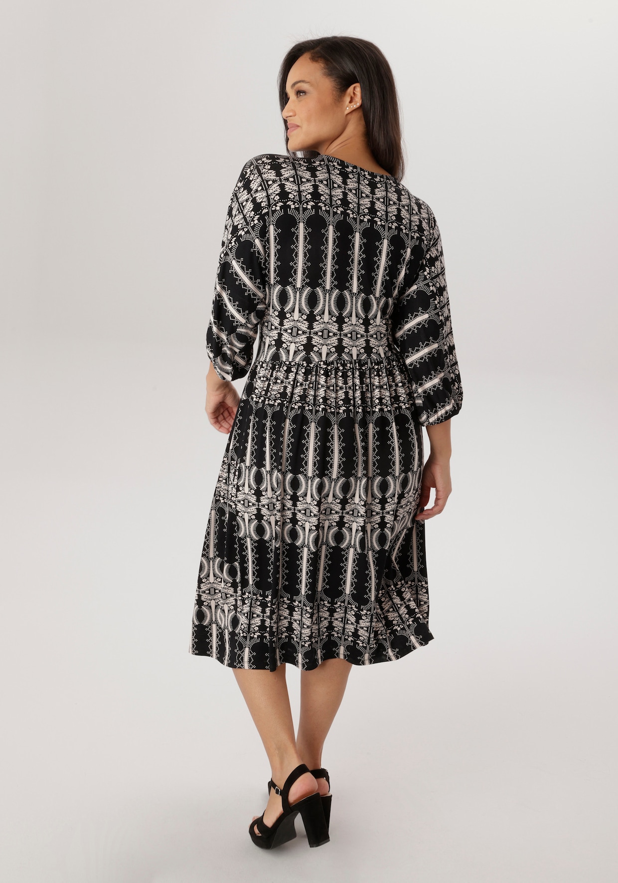 Aniston PLUS Jerseykleid - schwarz-weiß