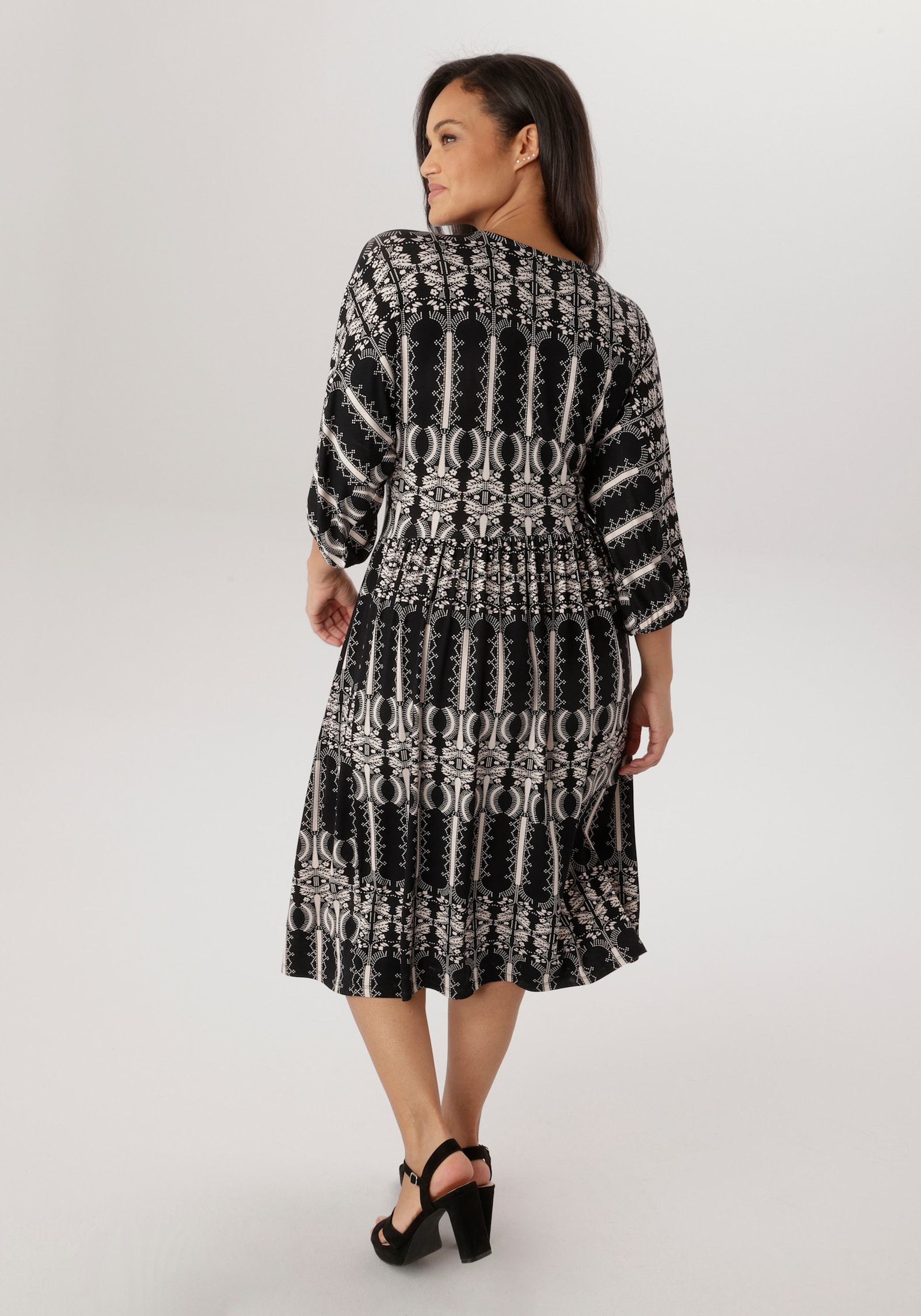 Aniston PLUS Jerseykleid - schwarz-weiß