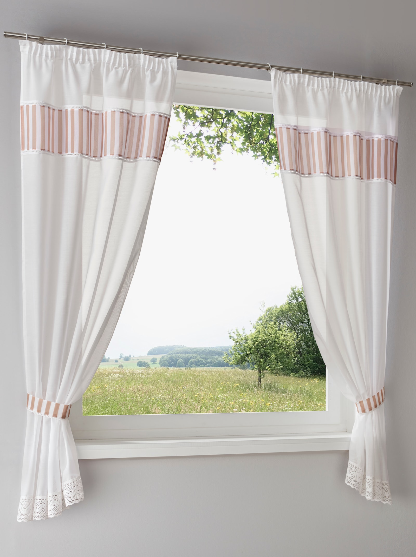 heine home Decoratieve vitrage - wit/beige