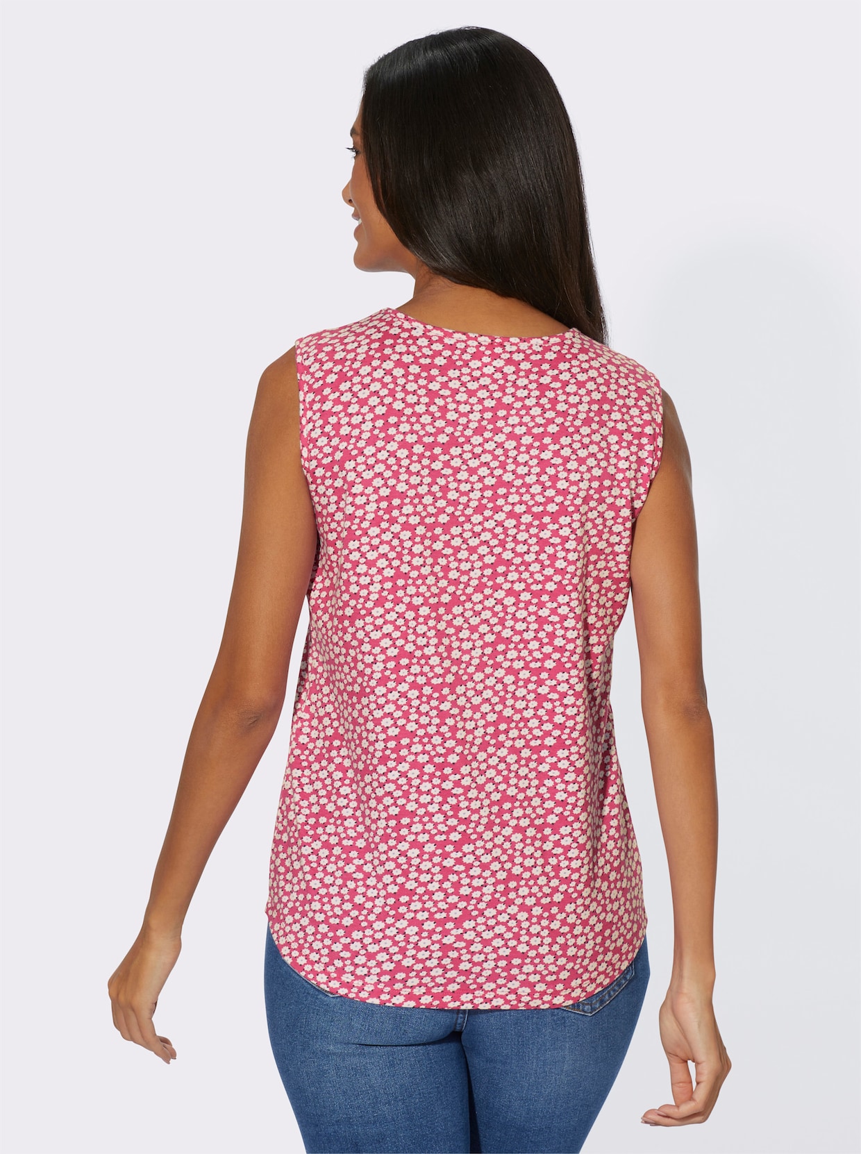 Shirttop - fuchsia + fuchsia-weiß-bedruckt