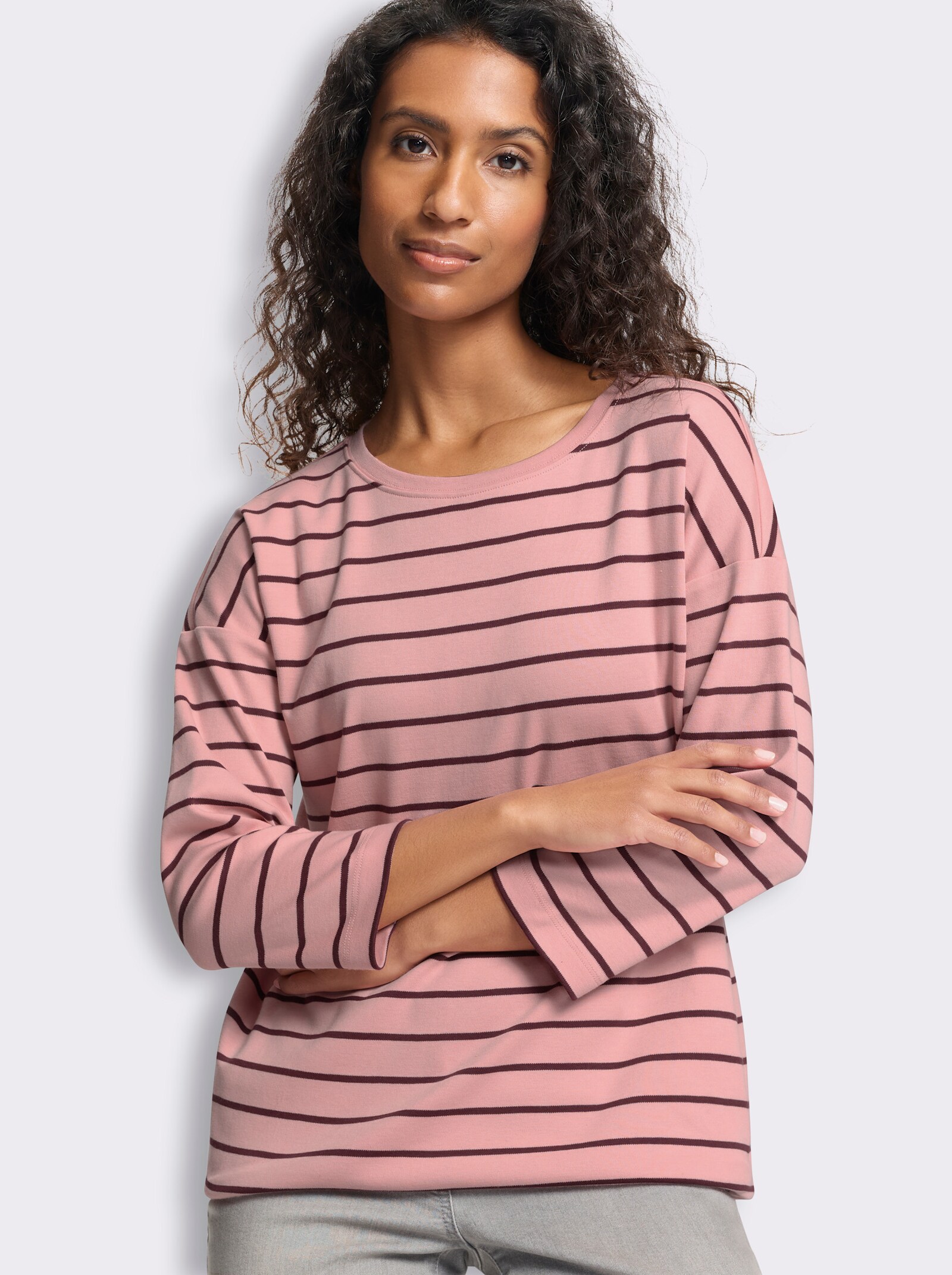 heine Ringelshirt mit 3/4-Arm - rosenquarz-burgund-geringelt