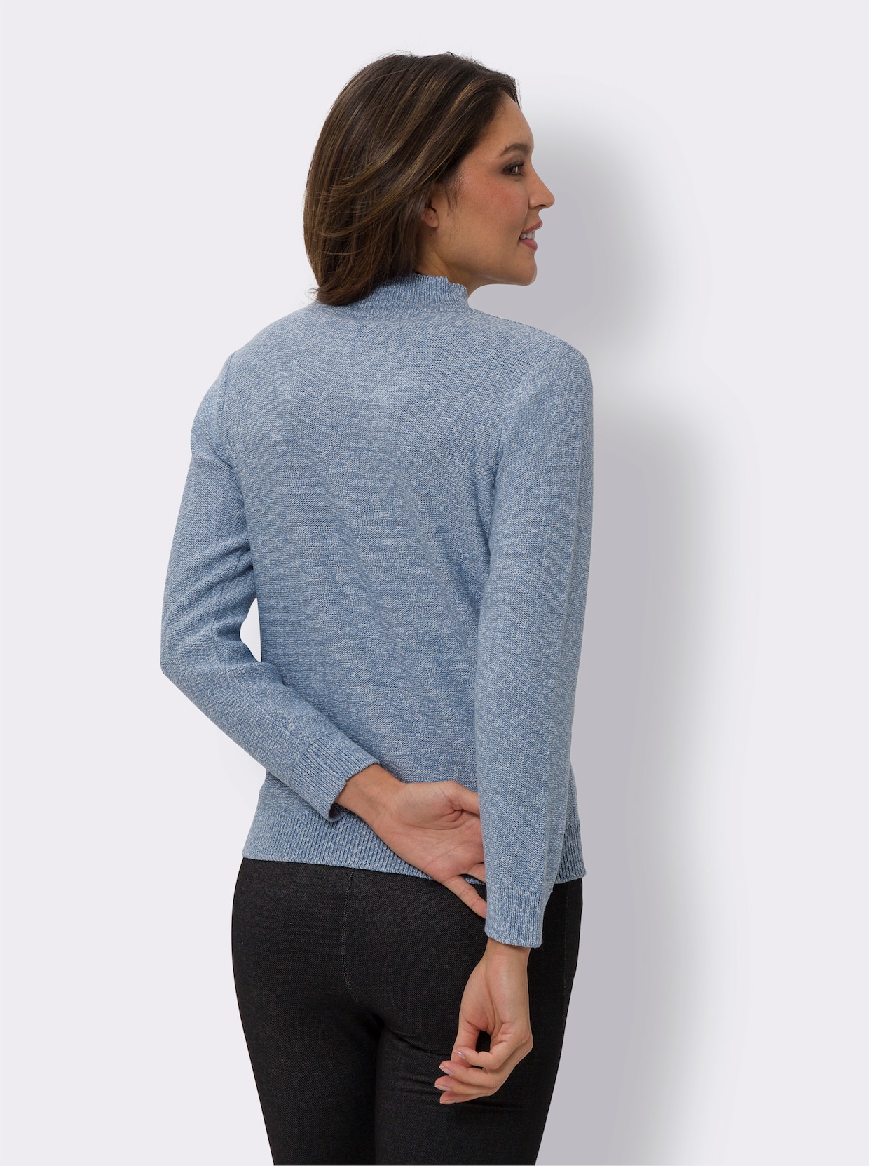 Langarm-Pullover - bleu-ecru-meliert