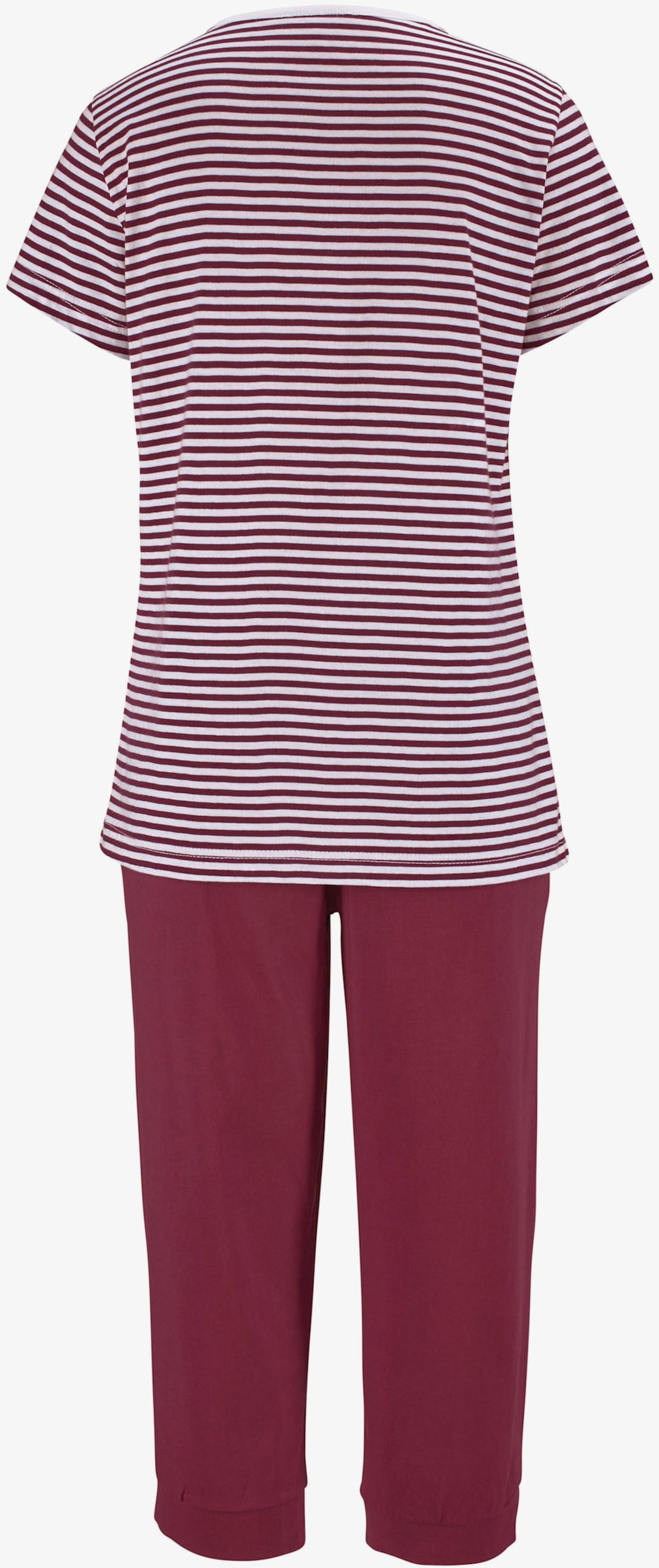 H.I.S Capri-Pyjama - bordeaux-gestreift