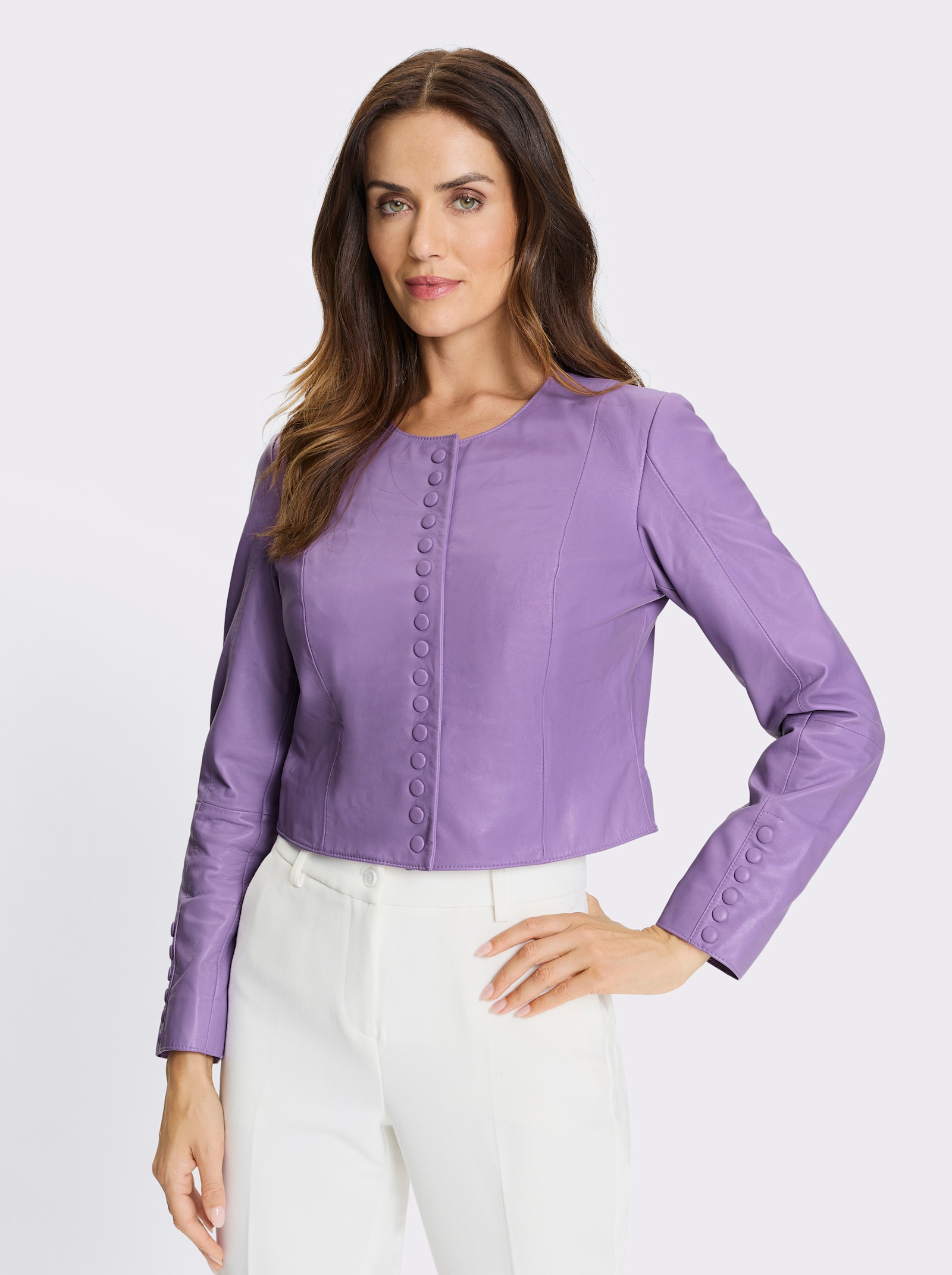 heine Veste en cuir d'agneau nappa - lavande