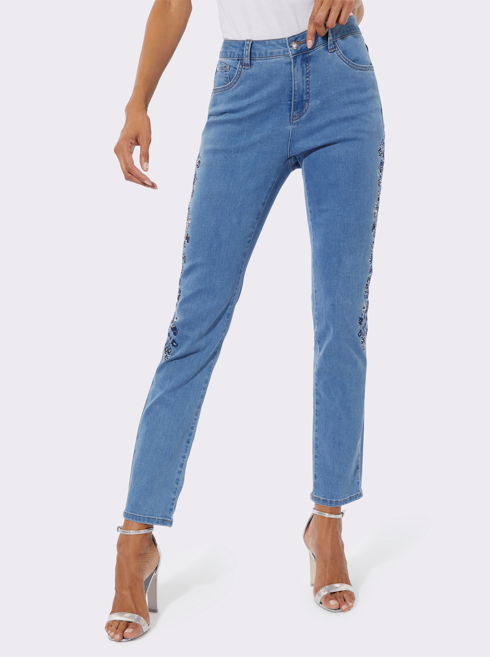 5-pocketjeans met katoen - blue-bleached