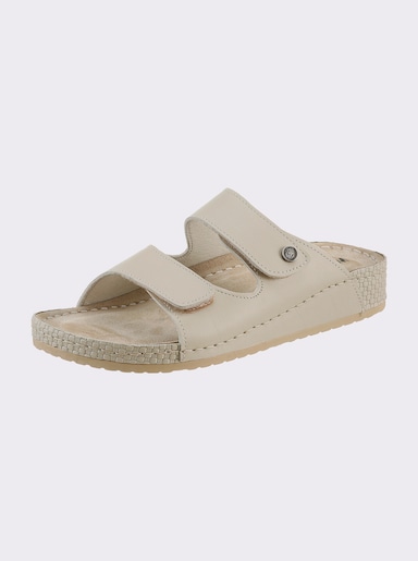 Mubb Pantolette mit Leder-Memory-Fußbett - beige