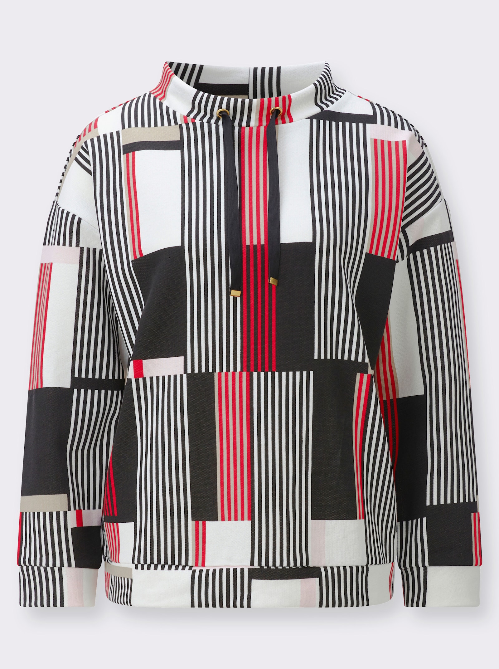 Sweatshirt im modischen Streifenmuster - rot-schwarz
