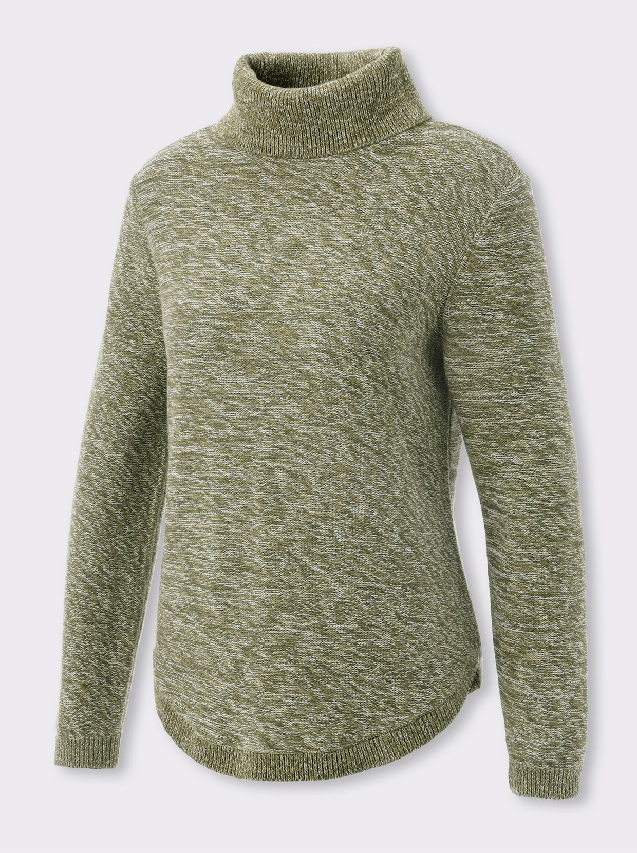 Rollkragenpullover - khaki-ecru-meliert