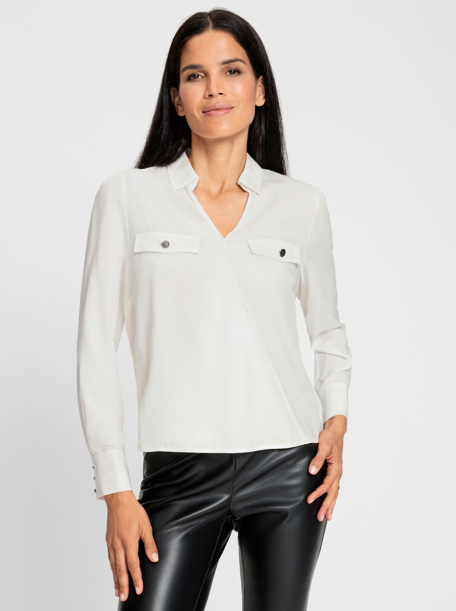 heine Hemdbluse in Wickel-Optik - ecru