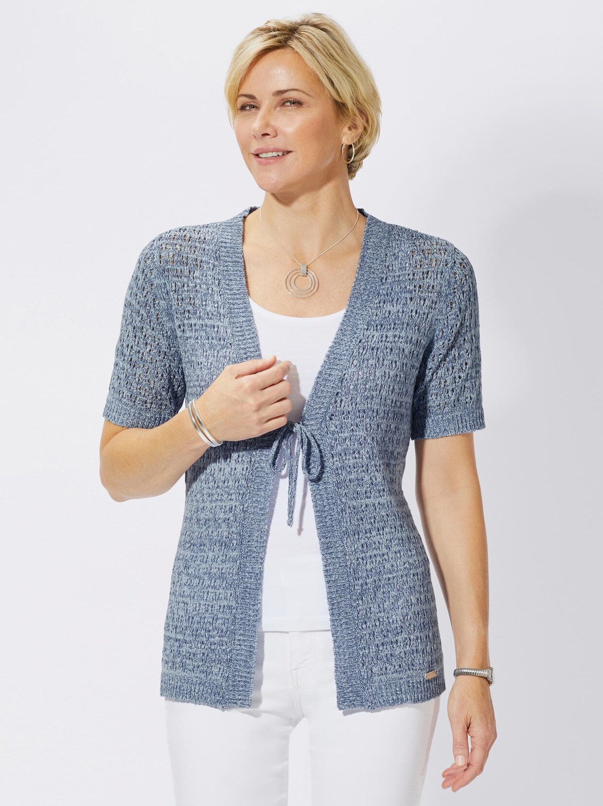 Cardigan - jeansblau-meliert