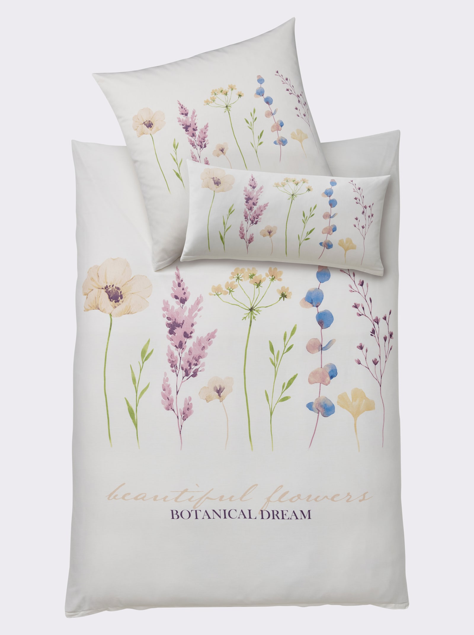 Impressionen Bettwäsche - weiß-vanille-bedruckt