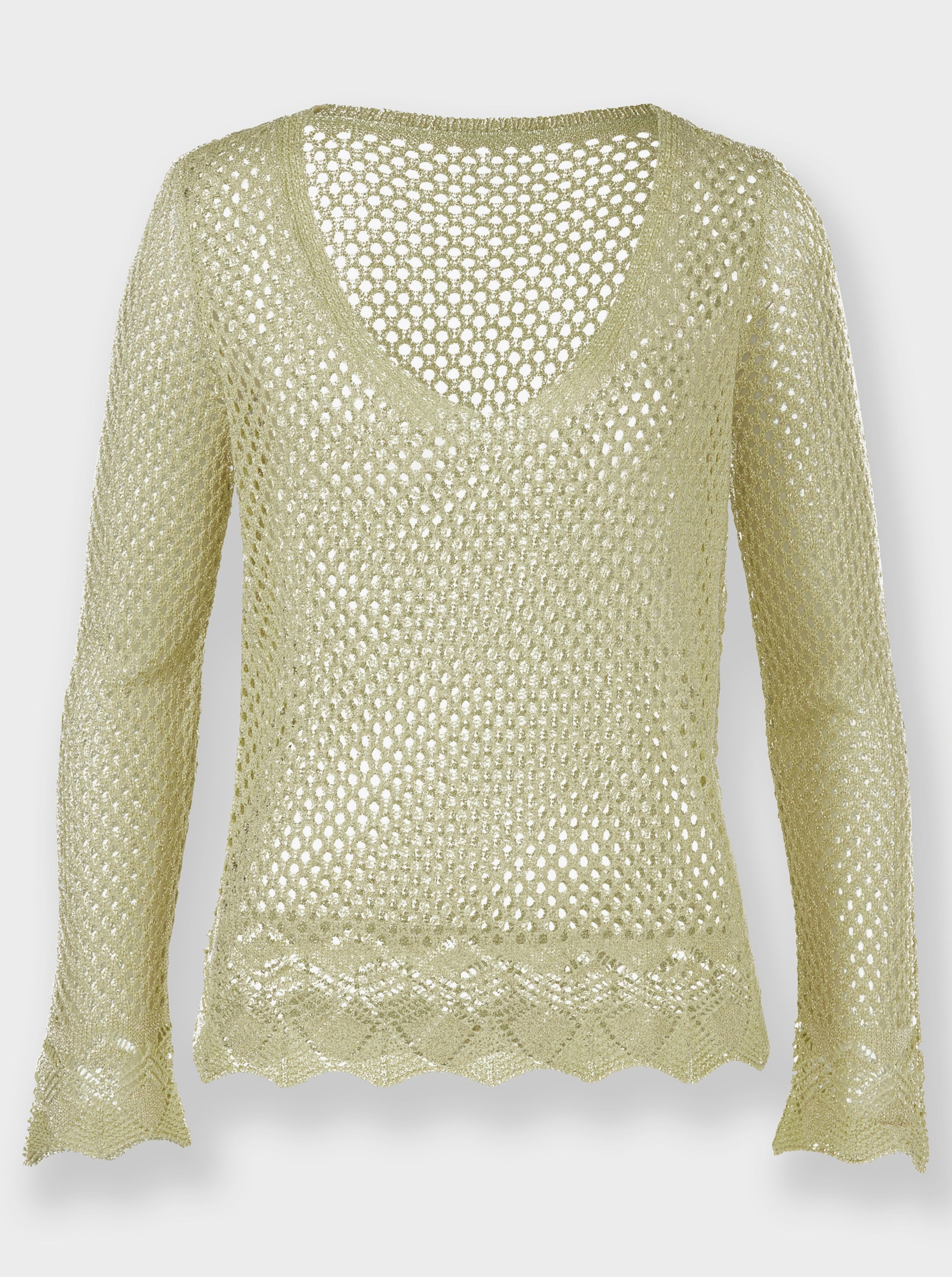 heine Ajourpullover mit Glanzgarn - lindgrün