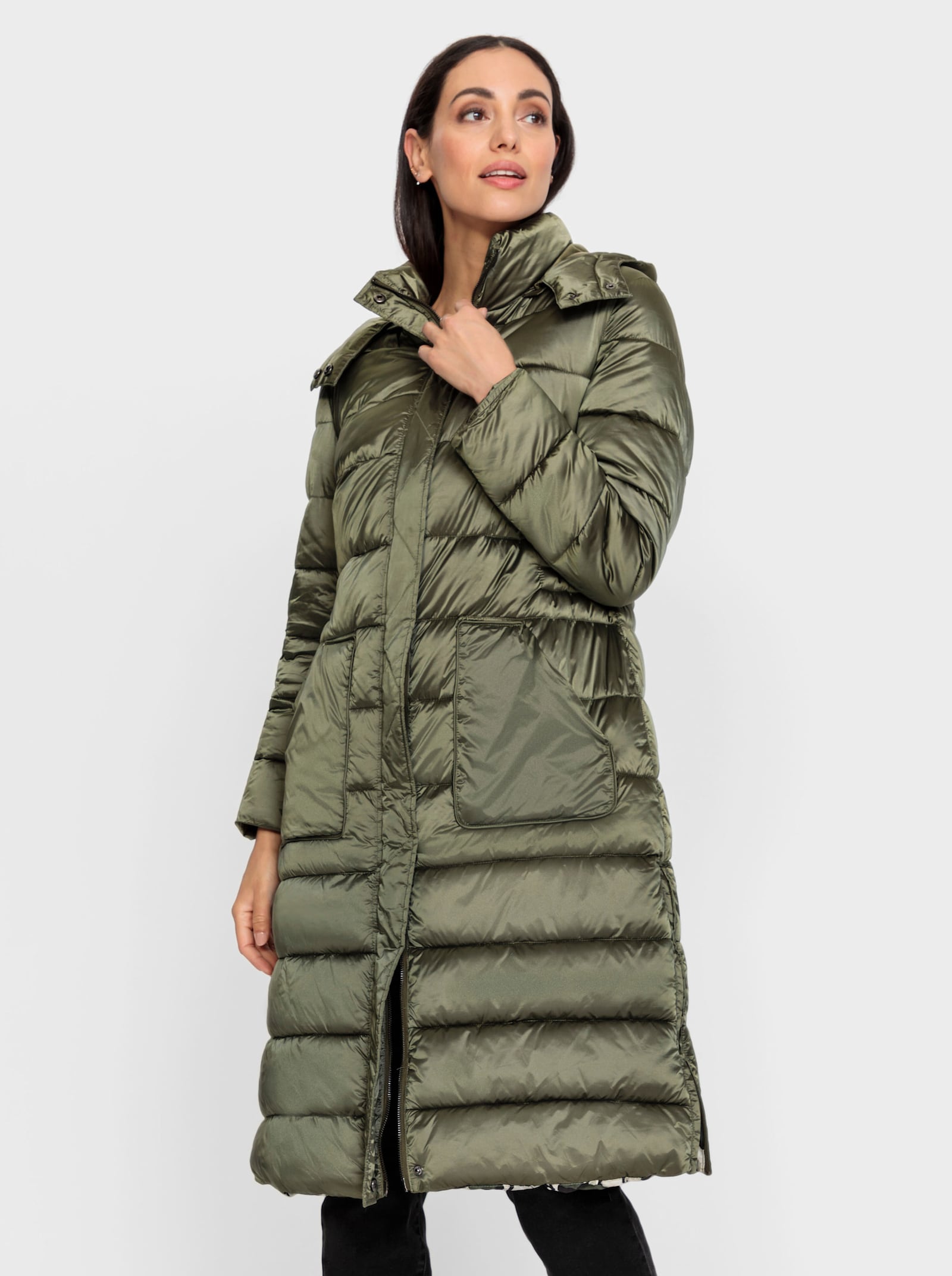 heine Manteau matelassé avec doublure imprimée - kaki