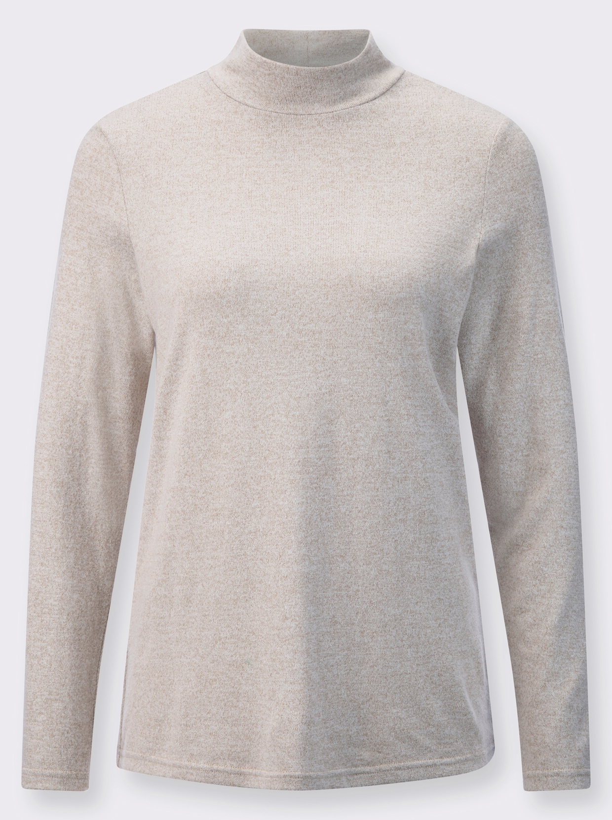 Shirt met opstaande kraag - beige gemêleerd