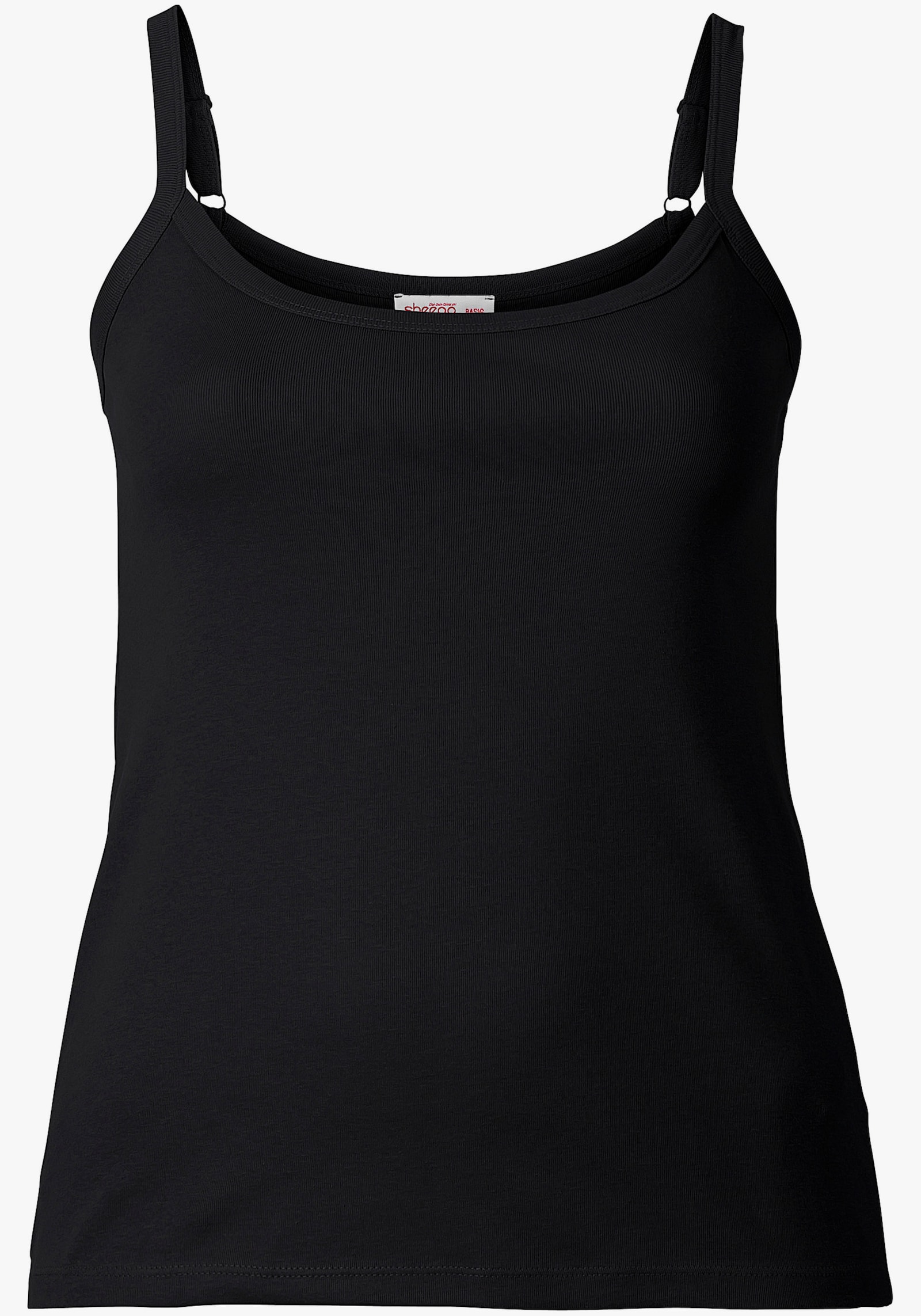 sheego Spaghettitop in Rippqualität - schwarz