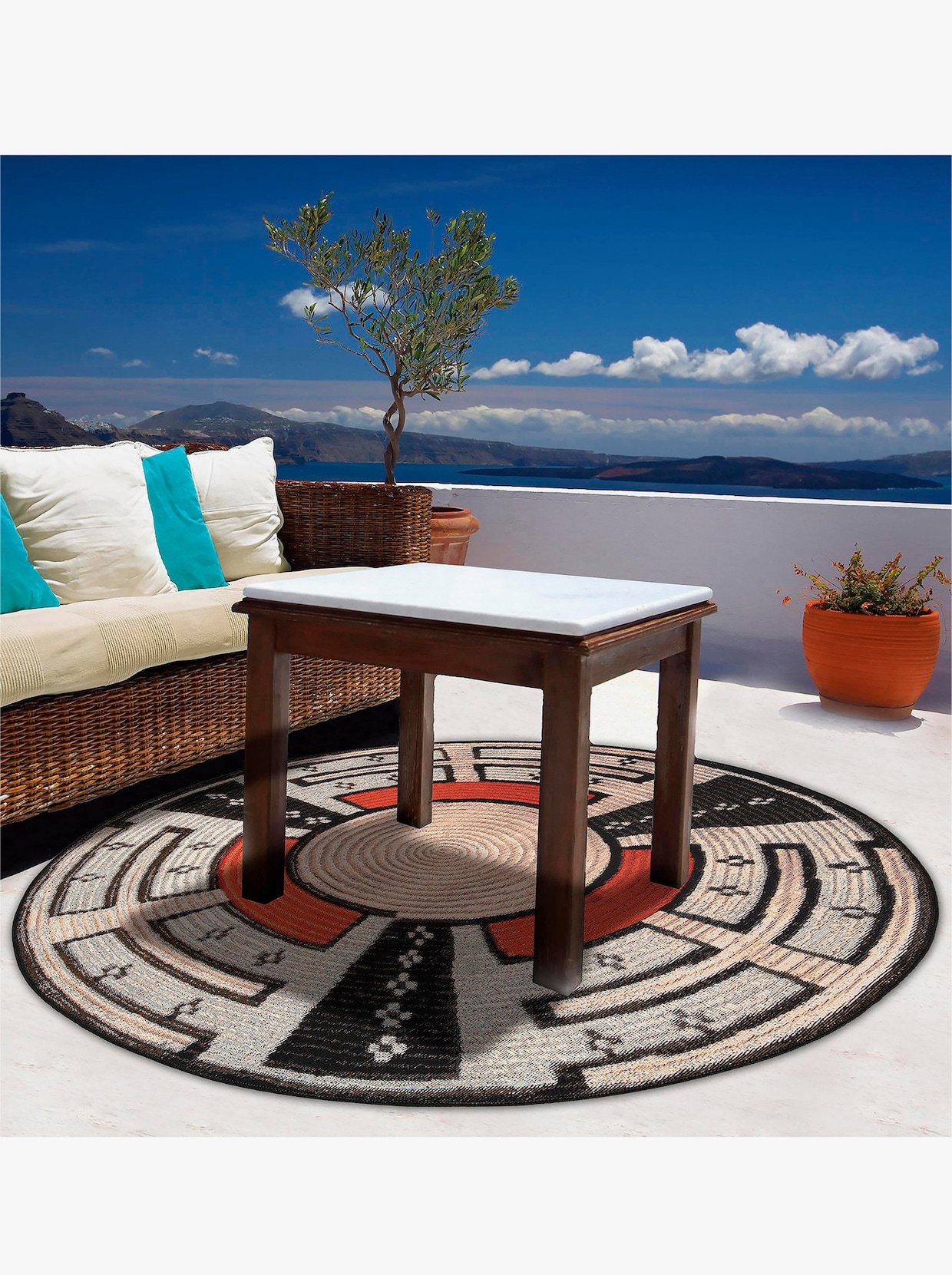 Theko Teppich - beige-gemustert