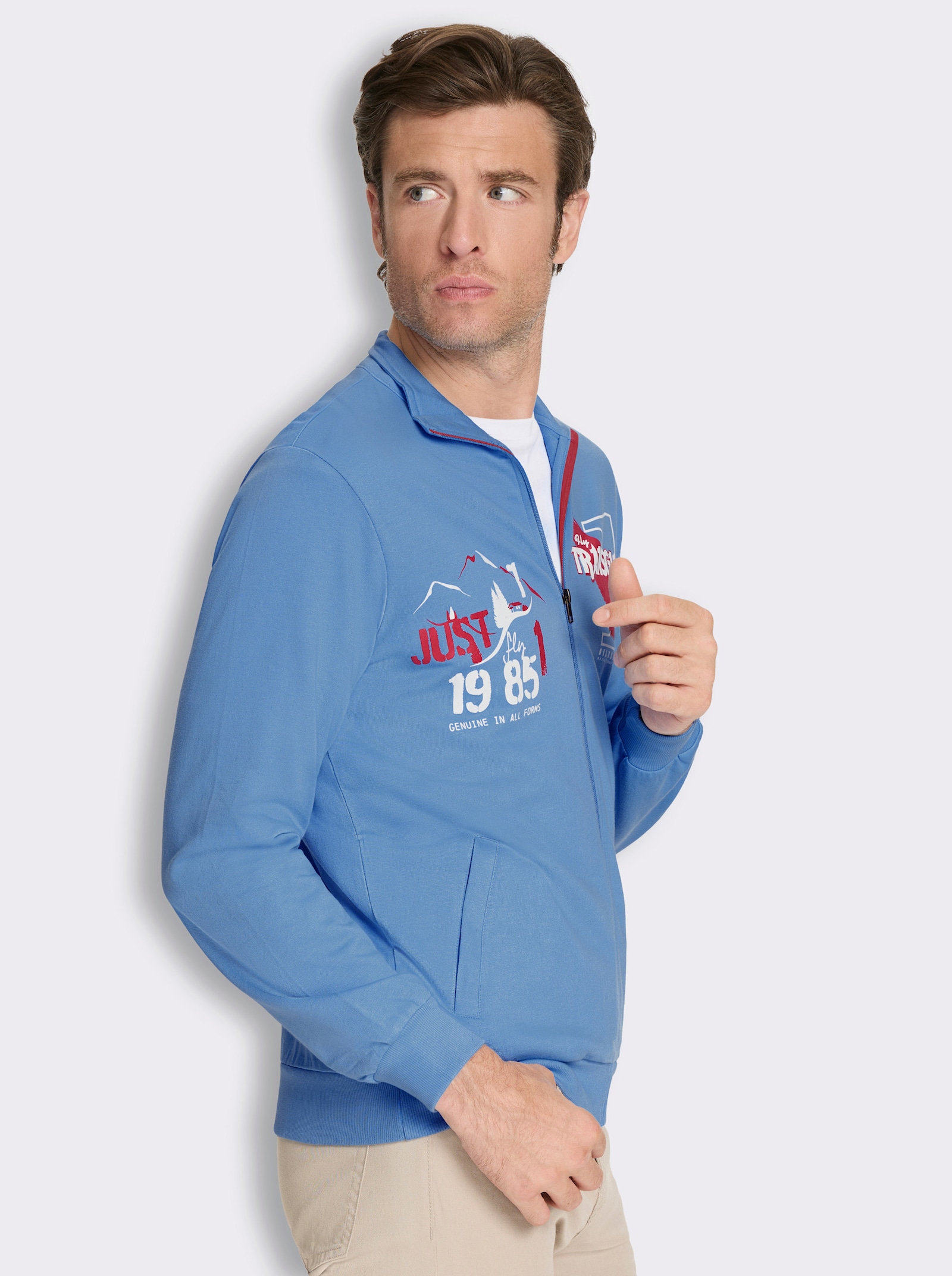 Shirtjacke mit Prints - himmelblau