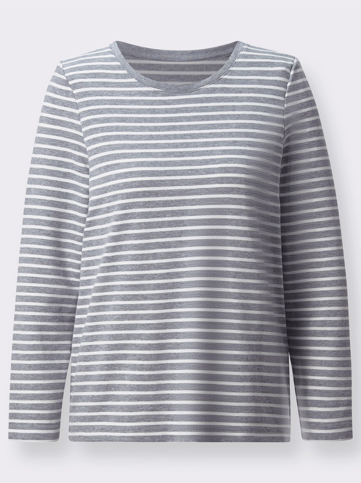 Langarmshirt - grau-gestreift