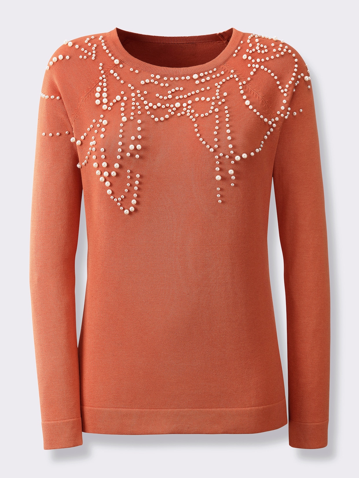 Pullover mit Zierperlen - papaya