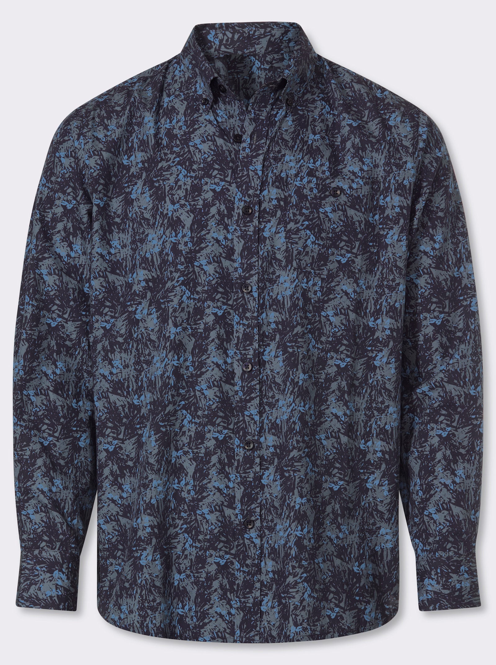 Marco Donati Langarmhemd mit Allover-Print - marine-gemustert
