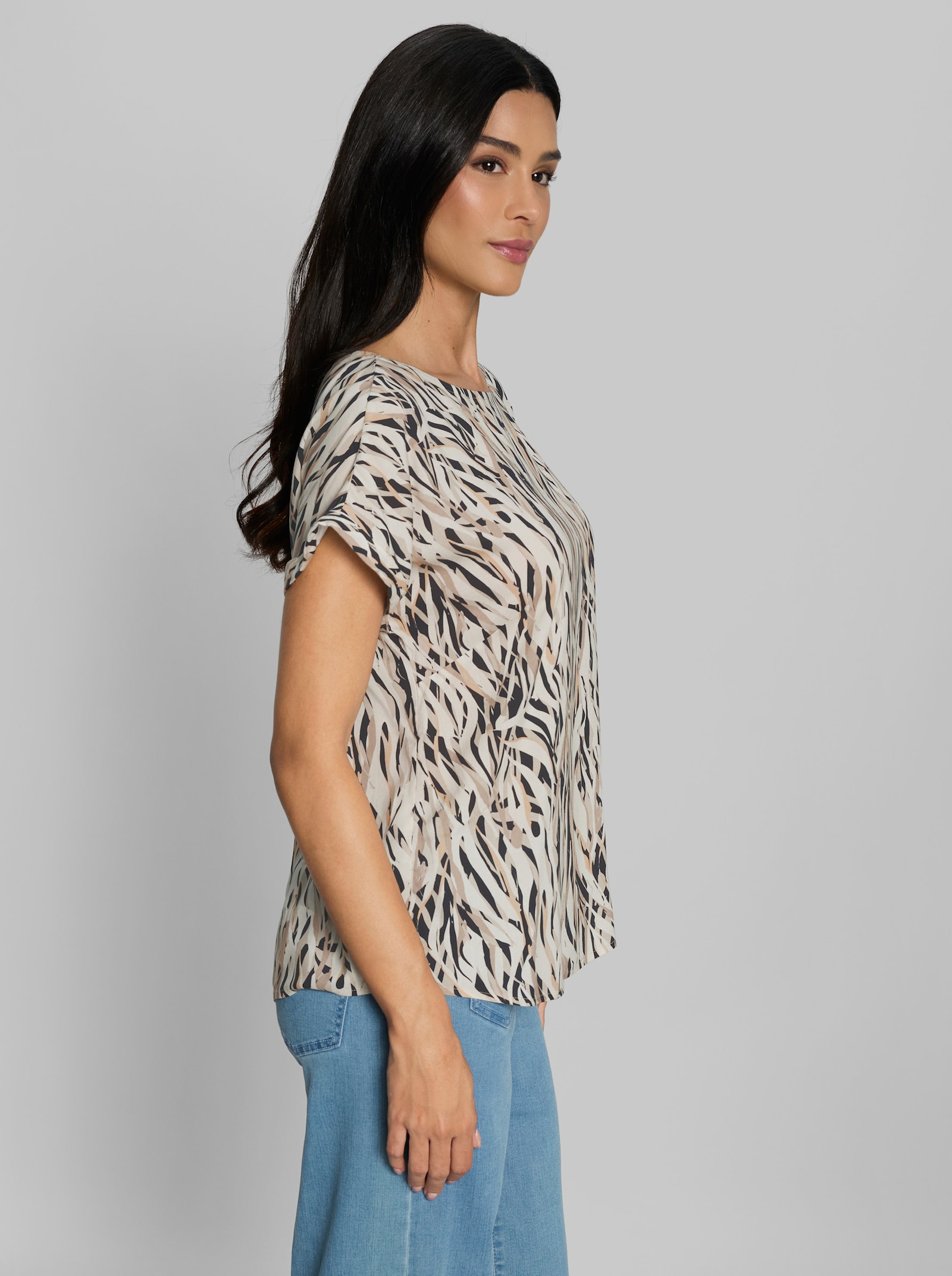 heine Druckbluse mit abstraktem Muster - champagner-schwarz-bedruckt