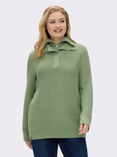 Strickpullover mit Troyerkragen - eucalyptus