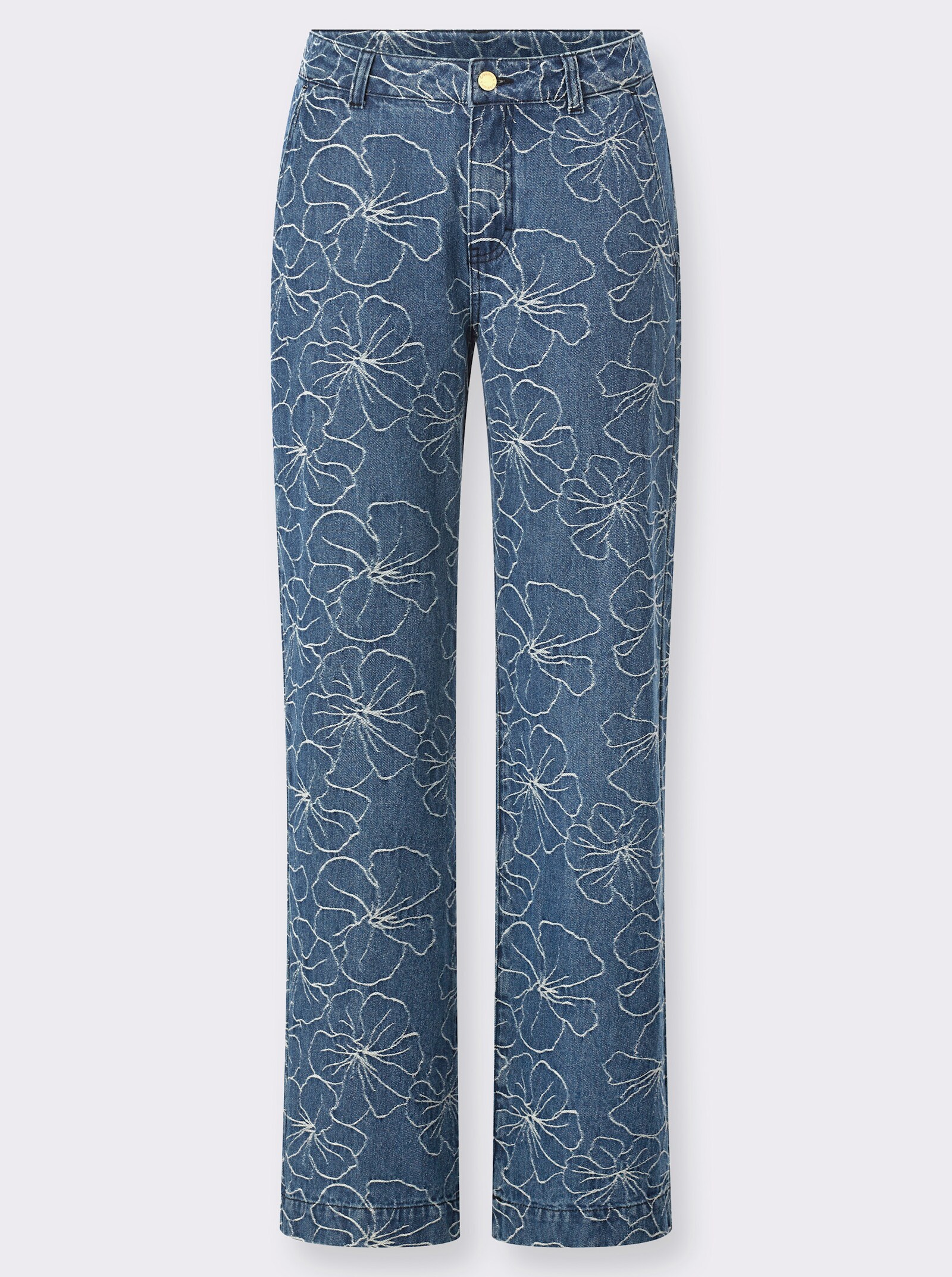 Baumwoll-Jeans im Jacquard-Muster - blue-stone-washed-gemustert