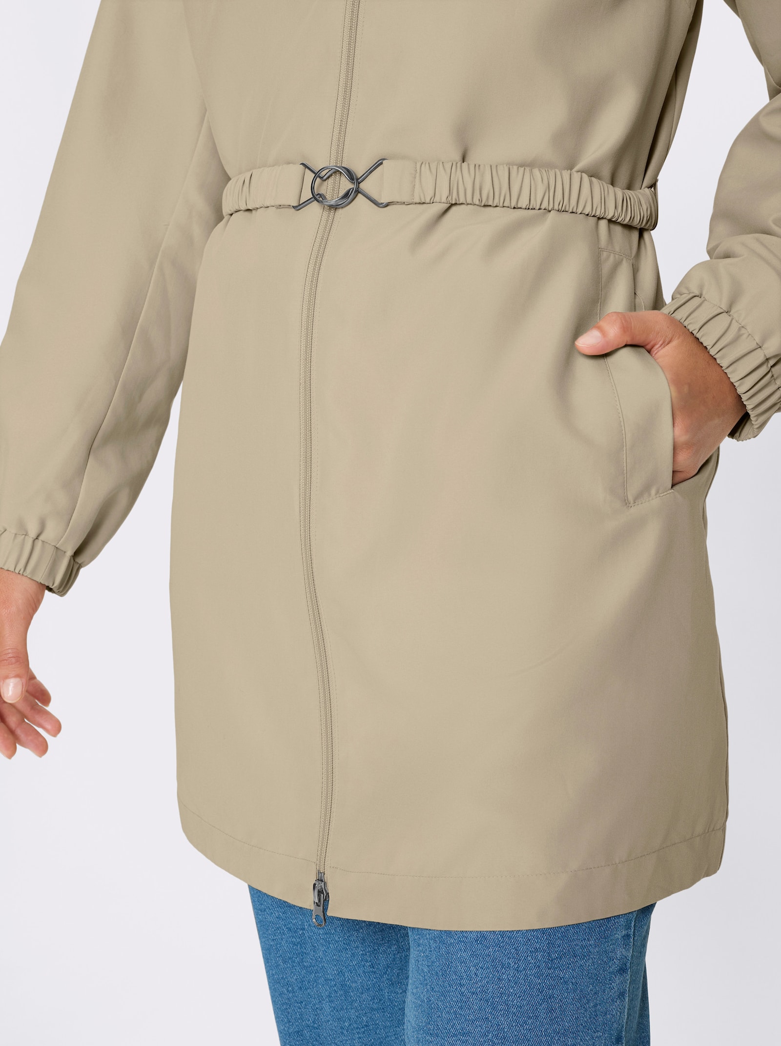 Jacke mit 2-Wege-Reissverschluss - beige