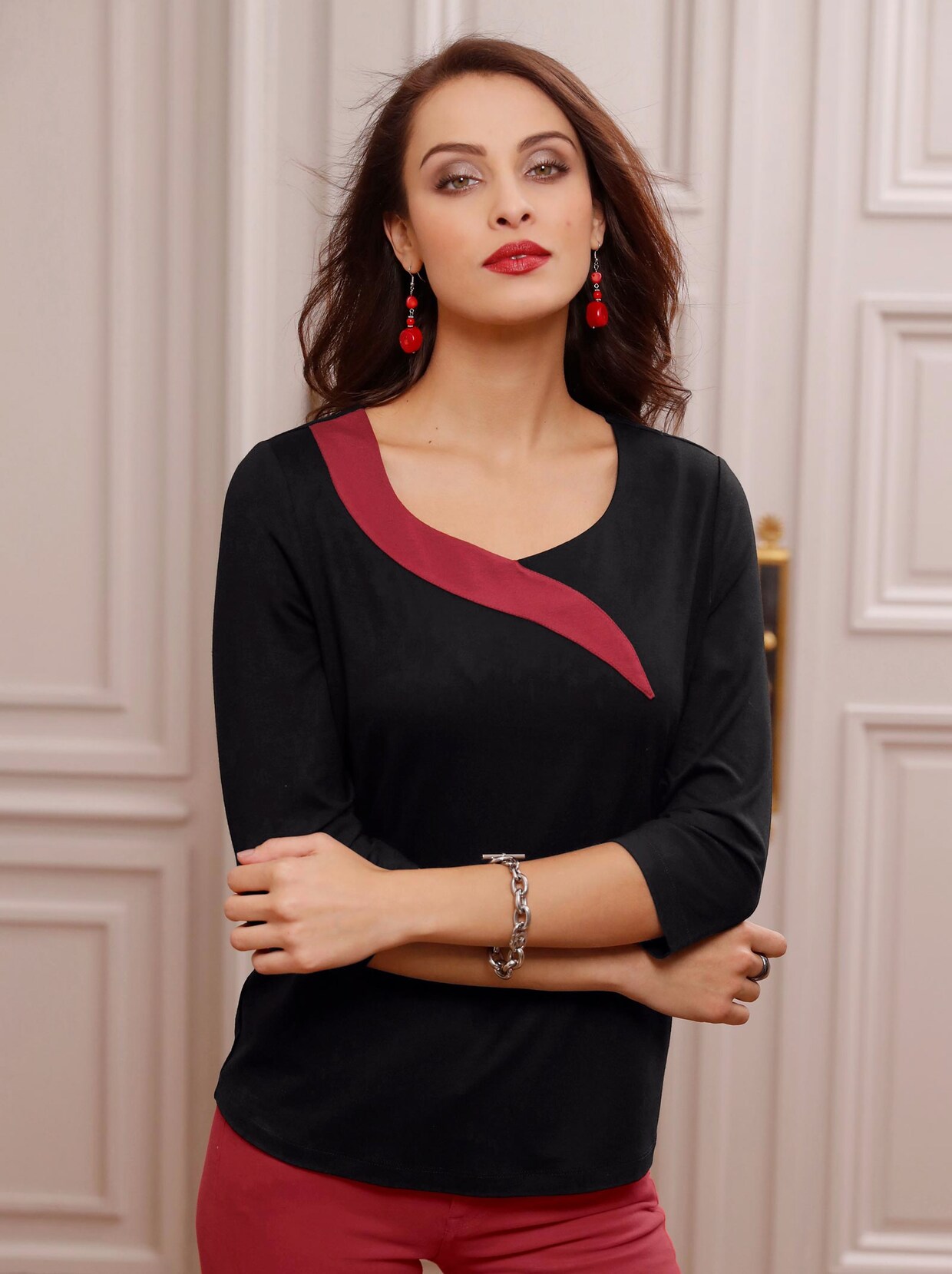 3/4-Arm-Shirt - schwarz