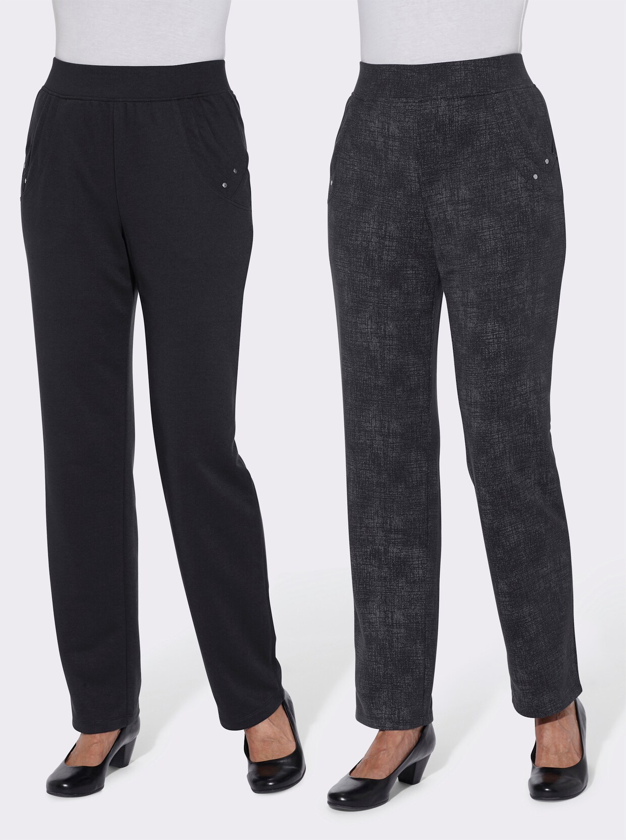 Jerseybroek - zwart + zwart gemêleerd
