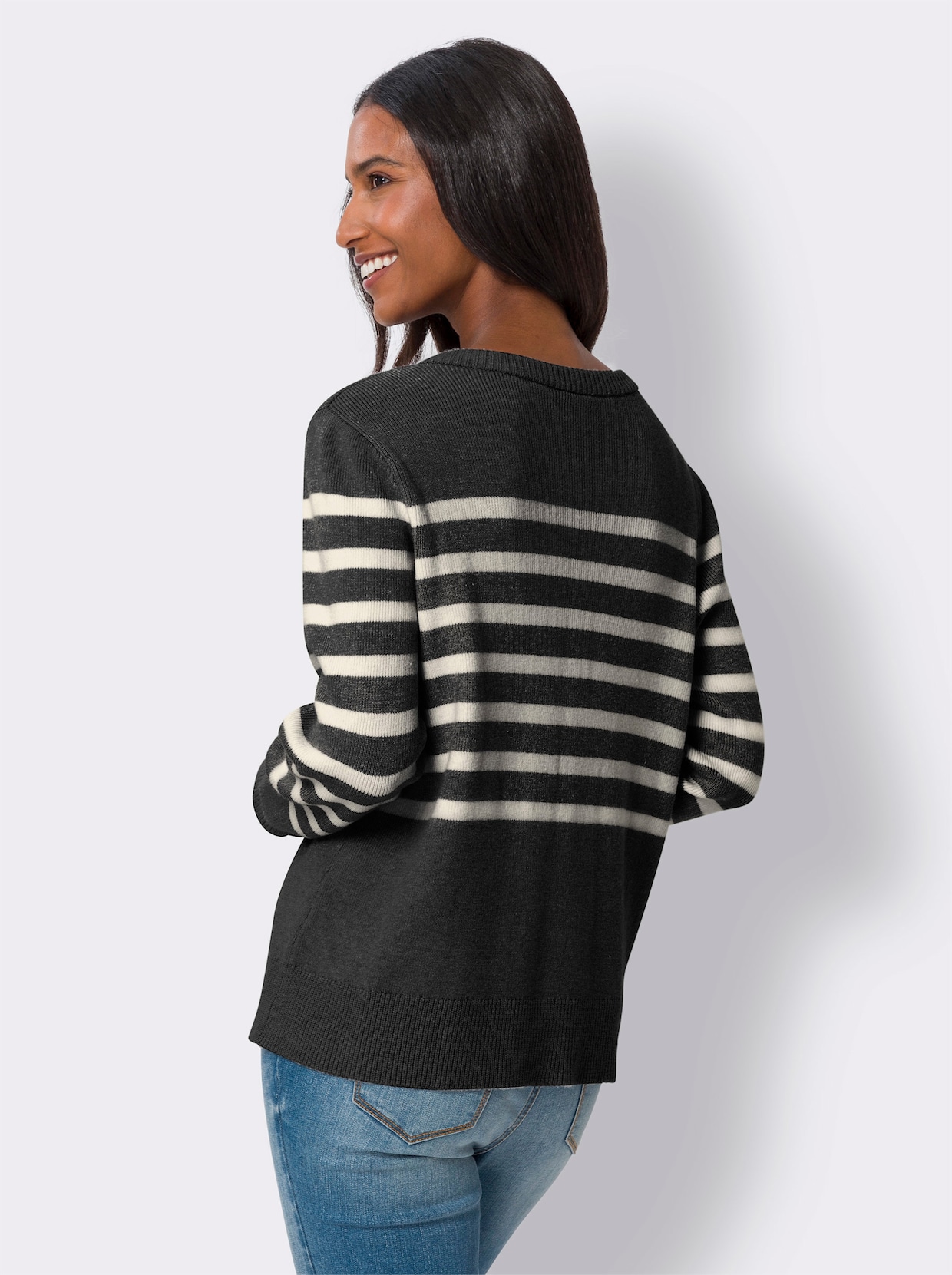 heine Vest - zwart/ecru gestreept