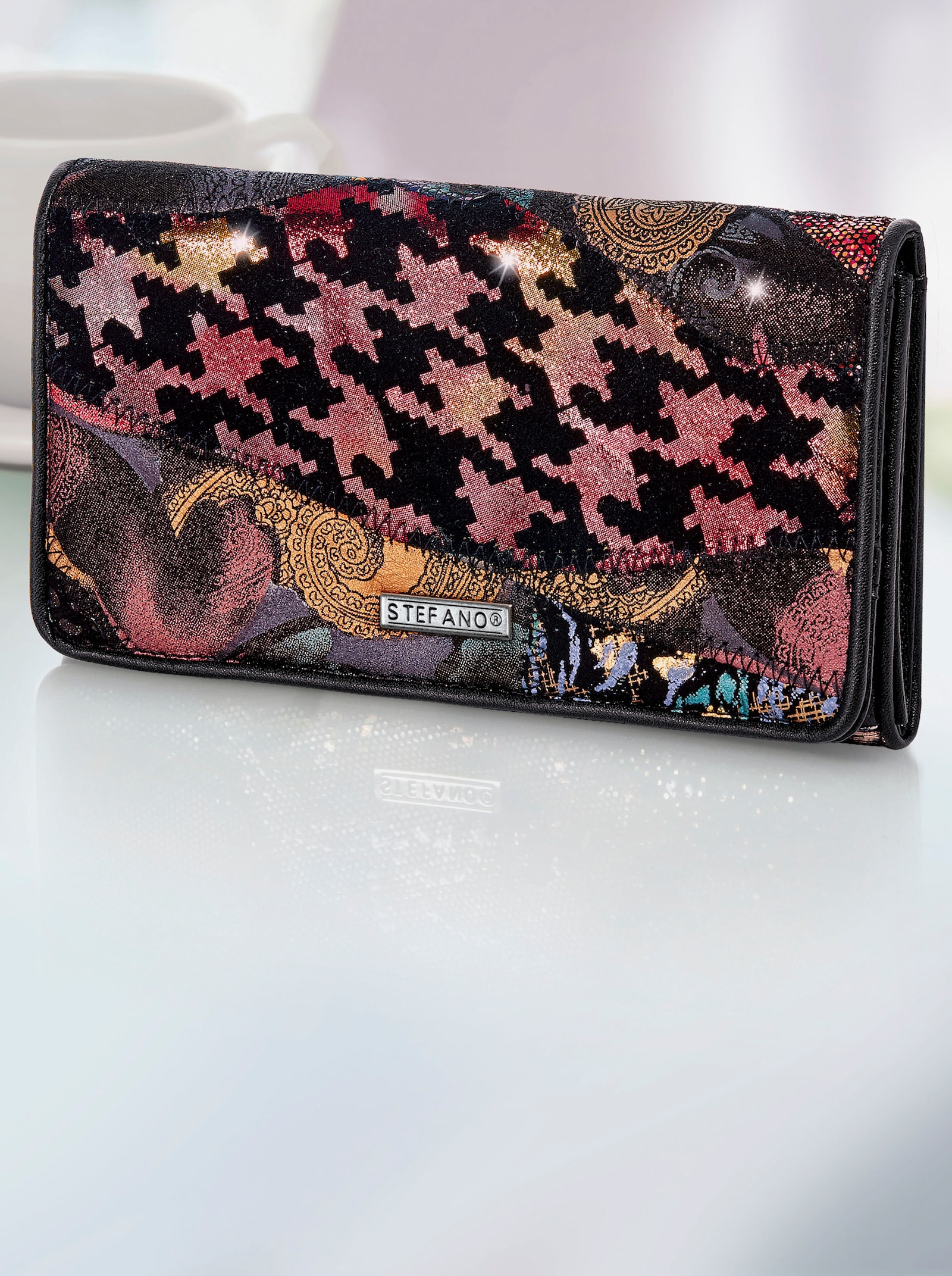 Geldbörse - schwarz-gemustert