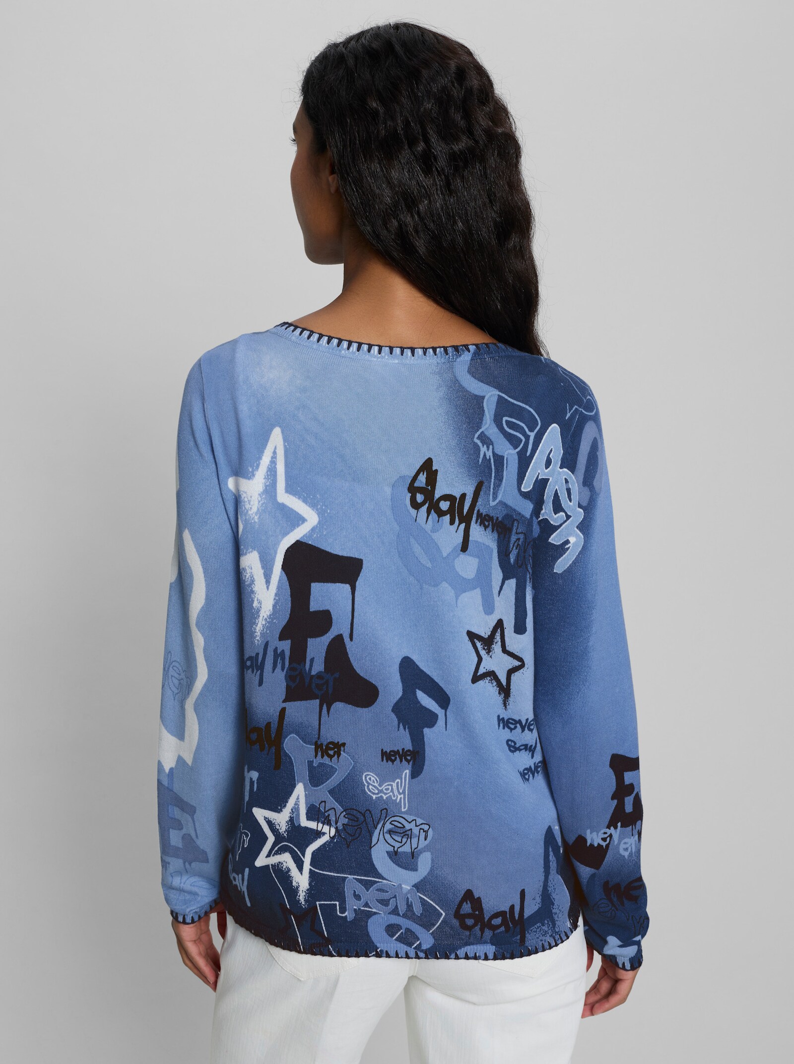 heine Strickjacke mit Print - himmelblau-eisblau-bedruckt
