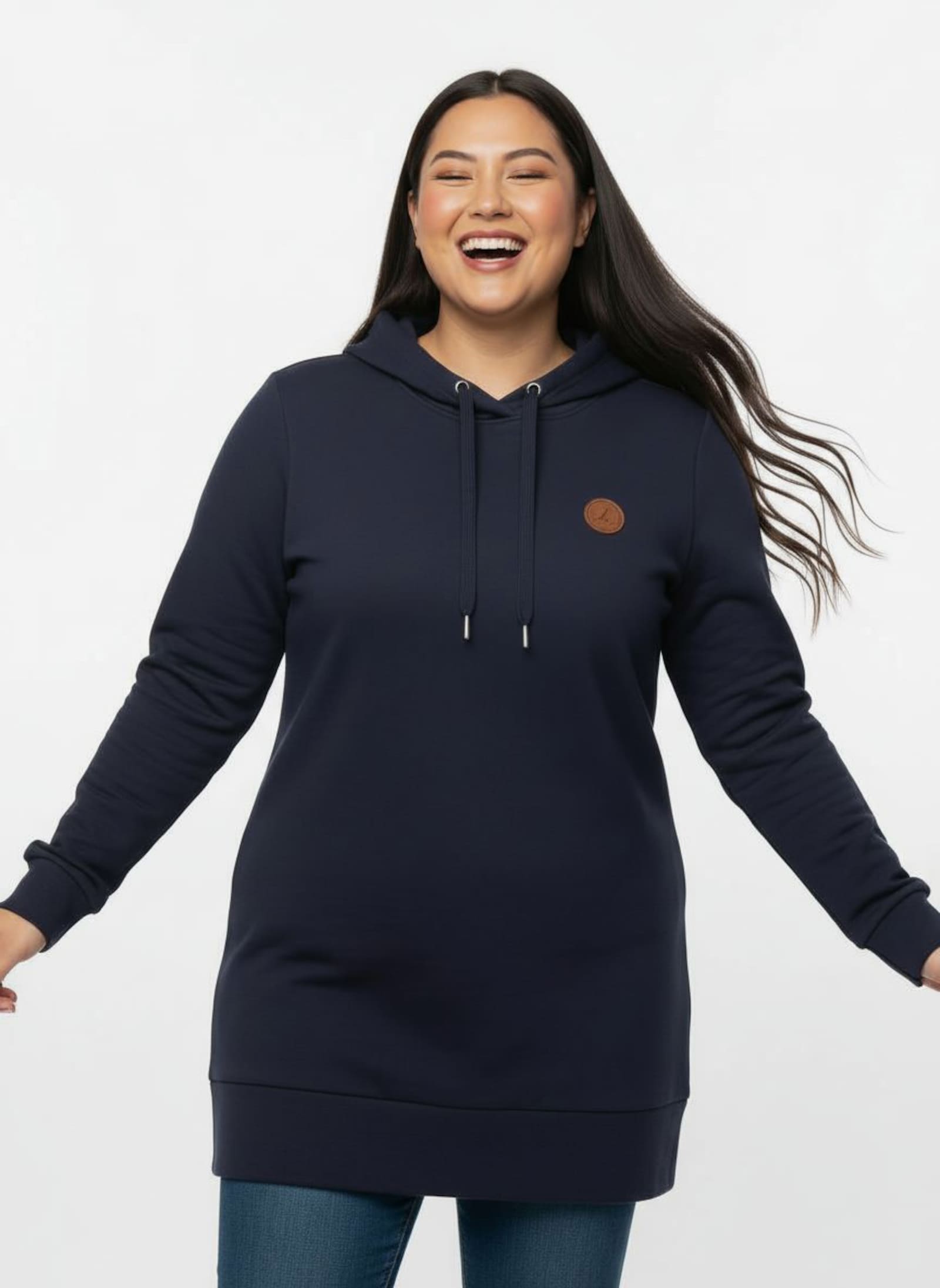 Longsweatshirt mit Kapuze - marine