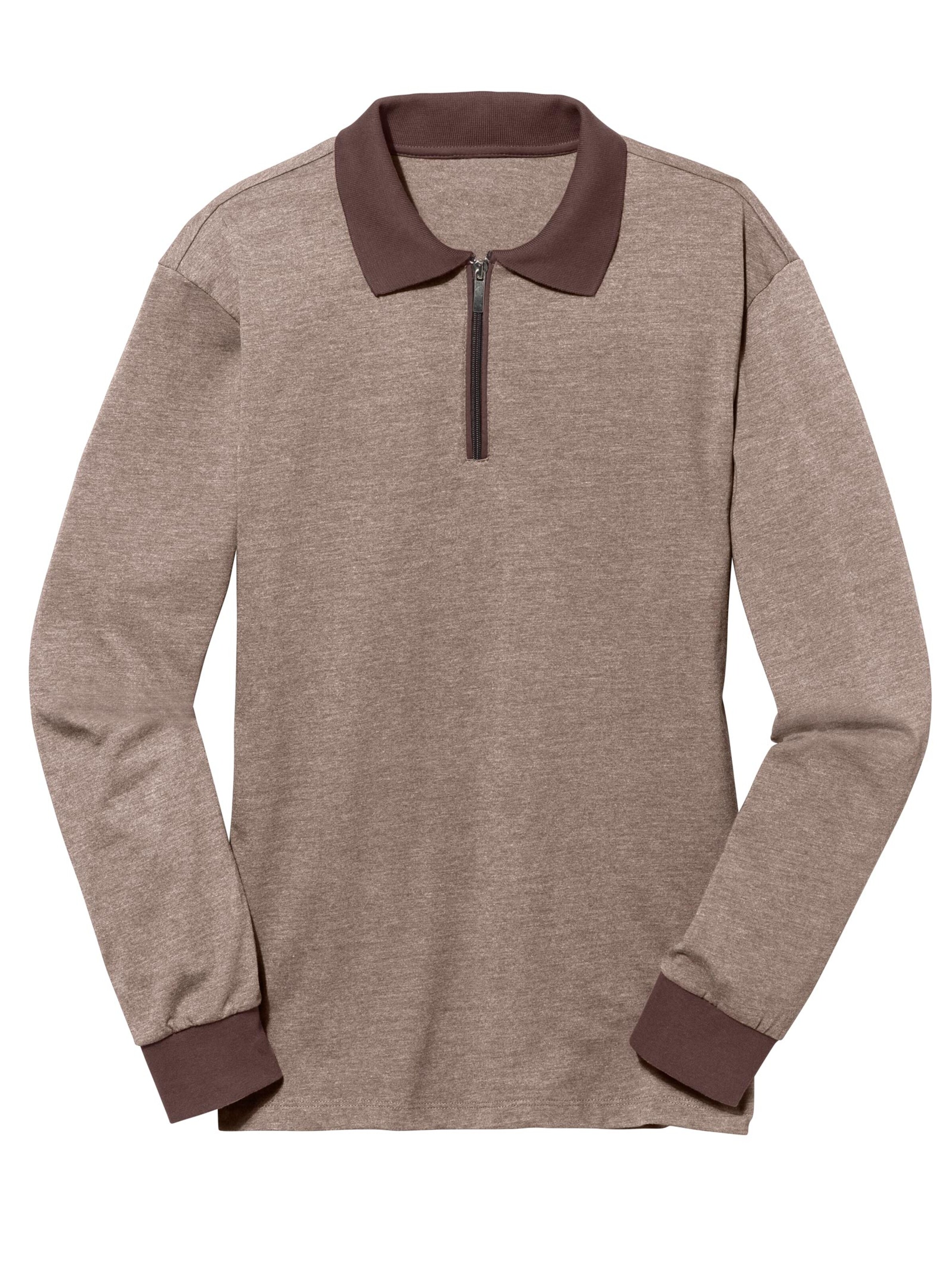 Poloshirt - braun-meliert