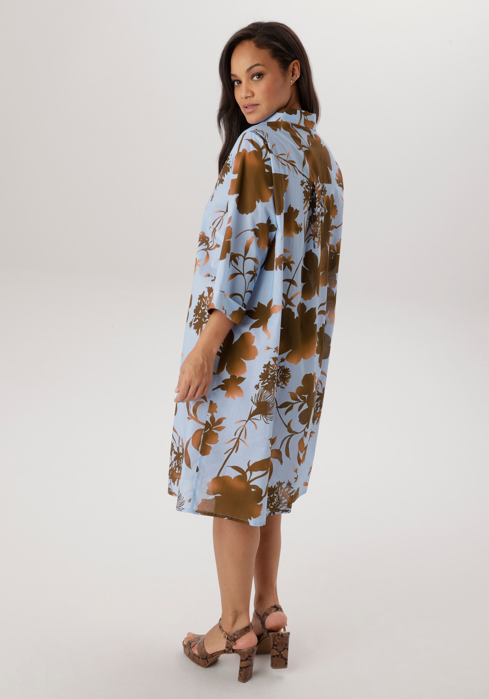 Aniston PLUS Hemdblusenkleid - hellblau-braun