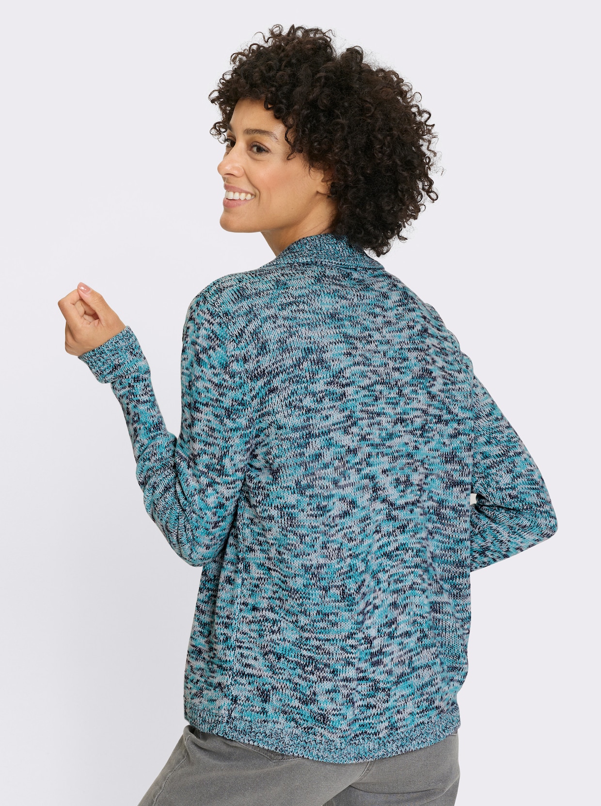 Strickjacke - türkis-hellblau-meliert