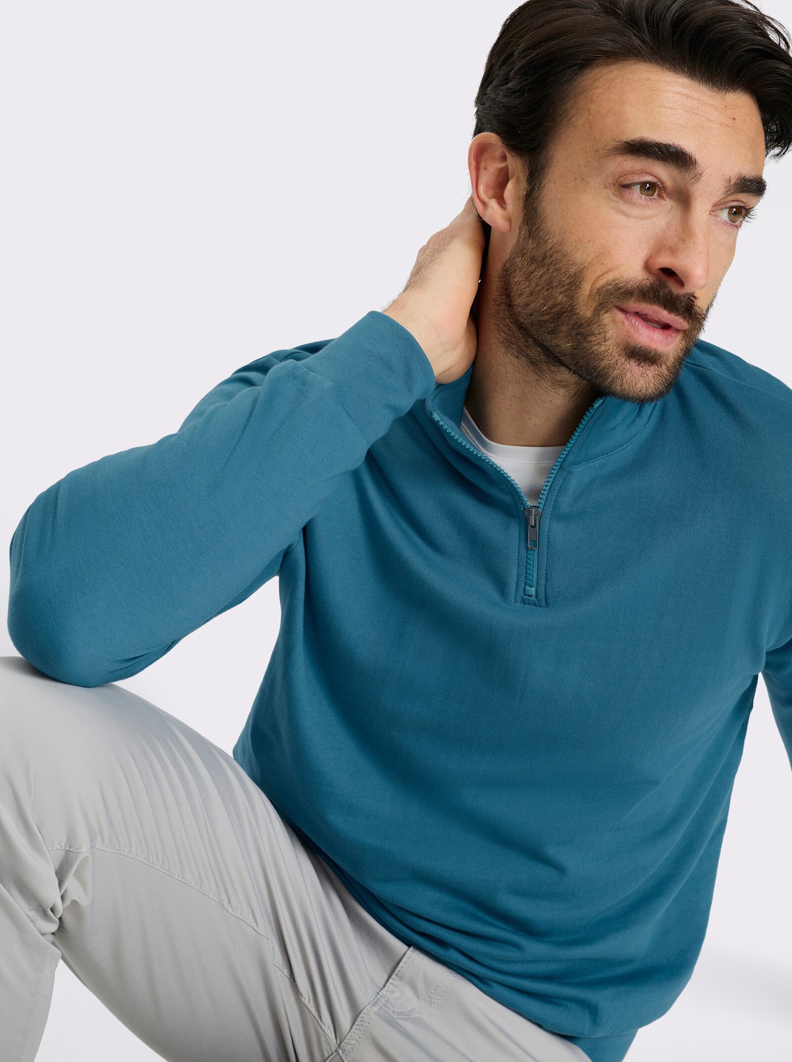 Catamaran Langarmshirt mit Stehkragen - topas