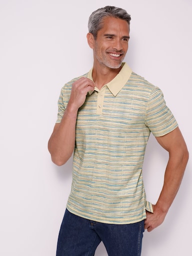 Poloshirt met streepjespatroon, katoen - bont geprint