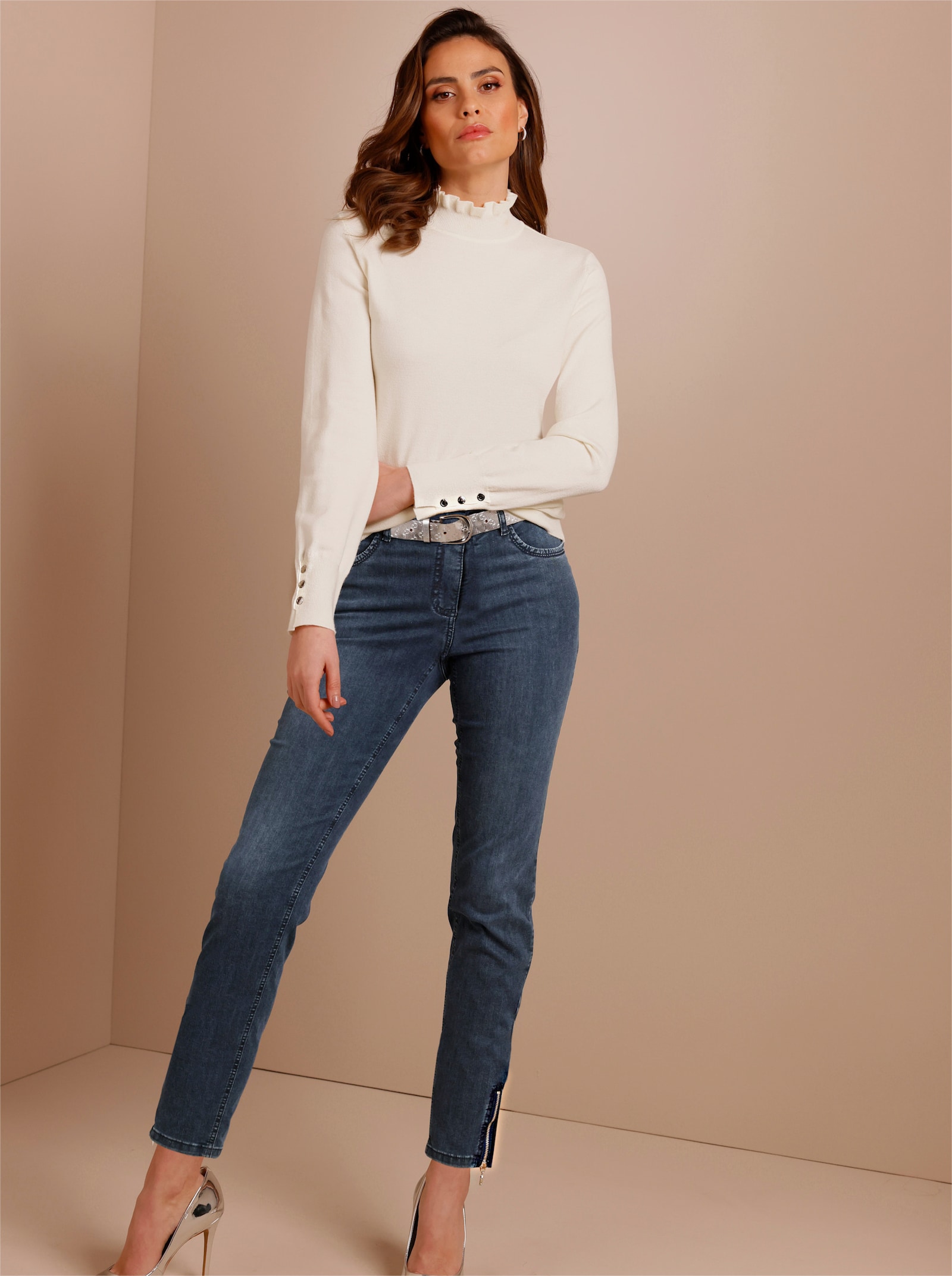 Ascari 5-Pocket-Jeans mit Strass-Applikation - dark blue