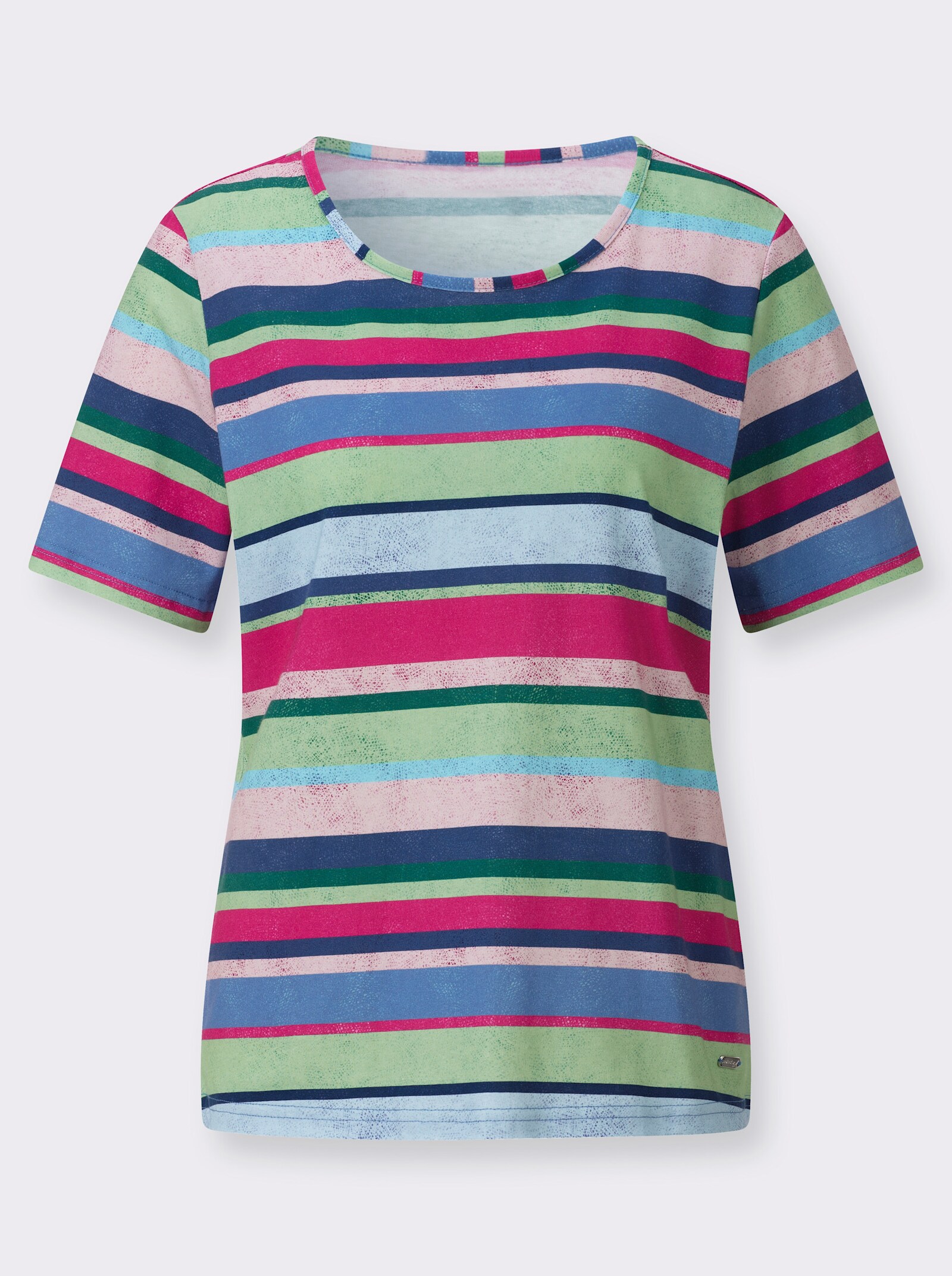 Ringelshirt aus Baumwoll-Modal-Mix - reseda-fuchsia-geringelt