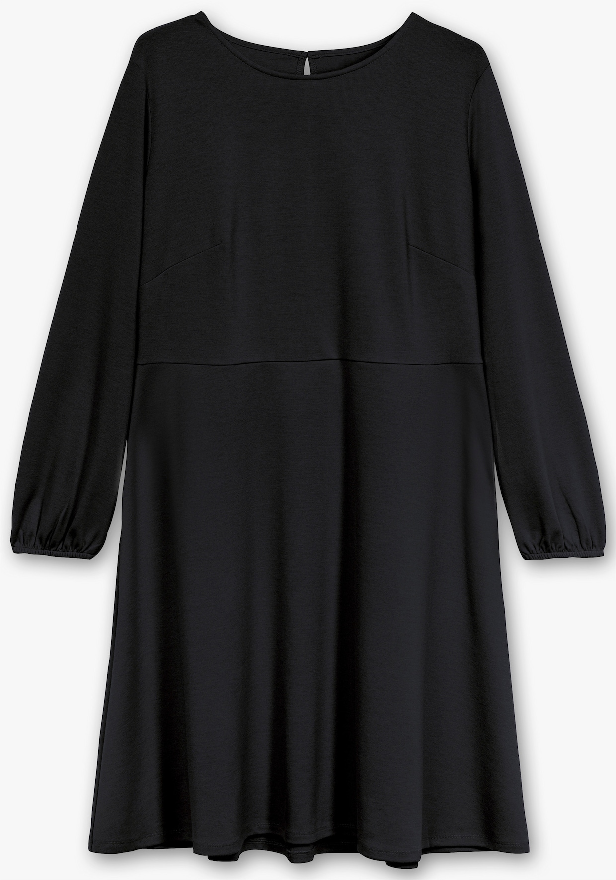 Jerseykleid mit elastischen Bündchen - schwarz