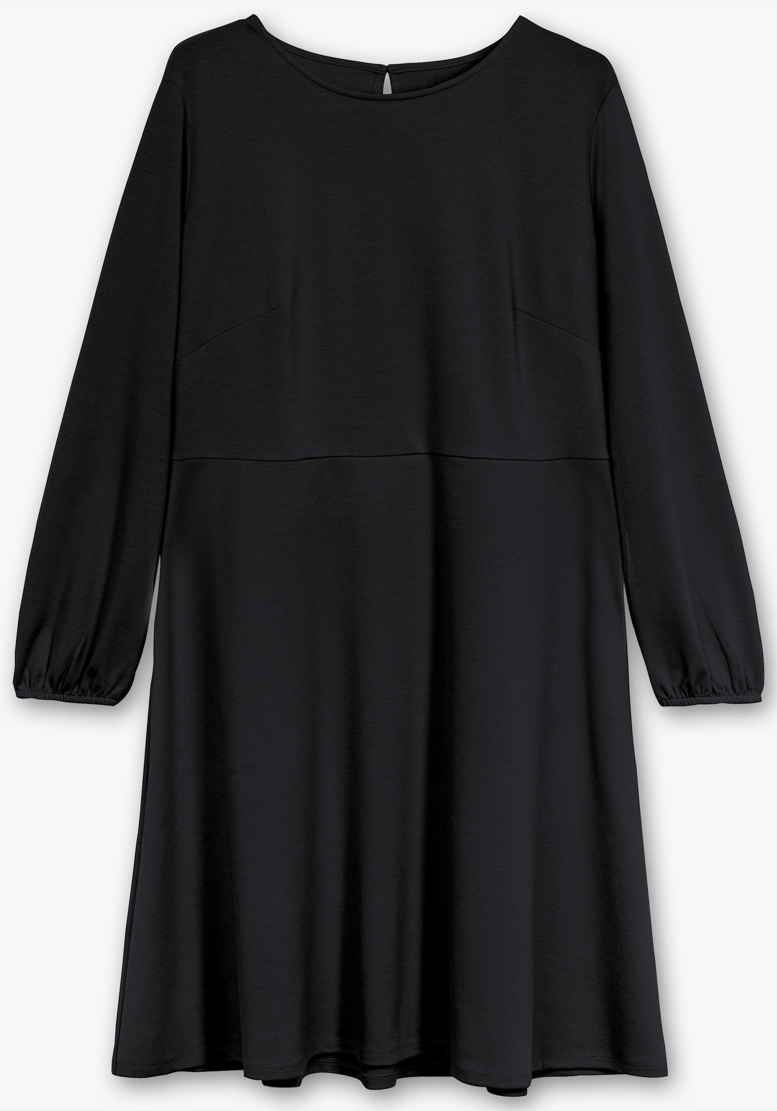 Jerseykleid mit elastischen Bündchen - schwarz