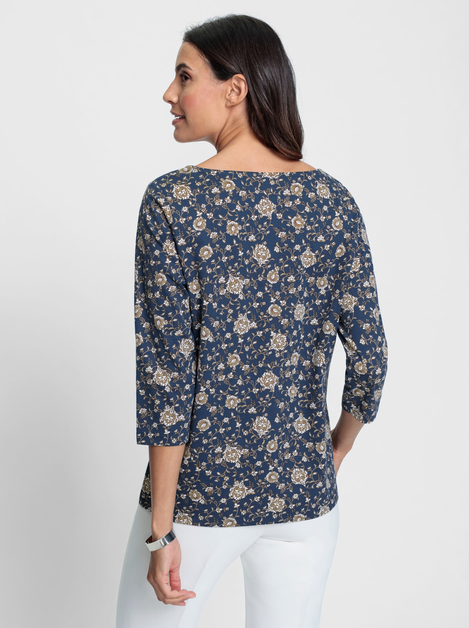 Print-Shirt im Blümchenmuster - dunkelblau-sesam